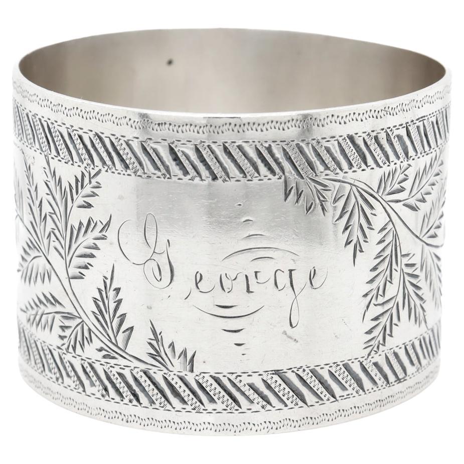 Antique Sterling Silver Napkin Ring engraved "George" For Sale