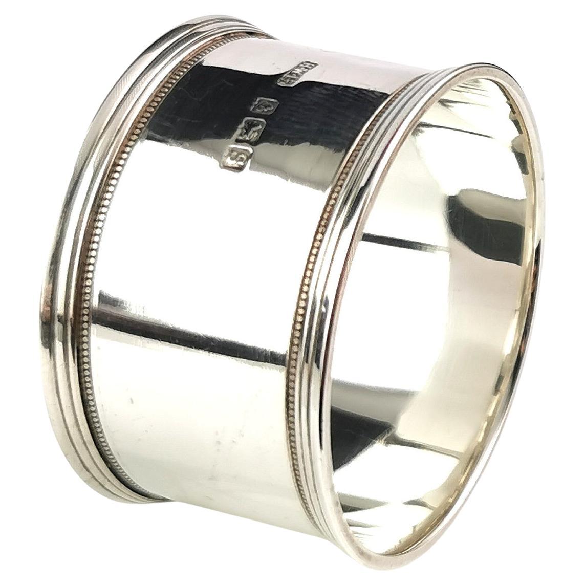 Antique sterling silver napkin ring, Monogrammed EAL