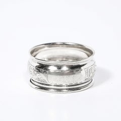 Antique Sterling Silver Napkin Ring with Engraved Detailing & English Hallmarks