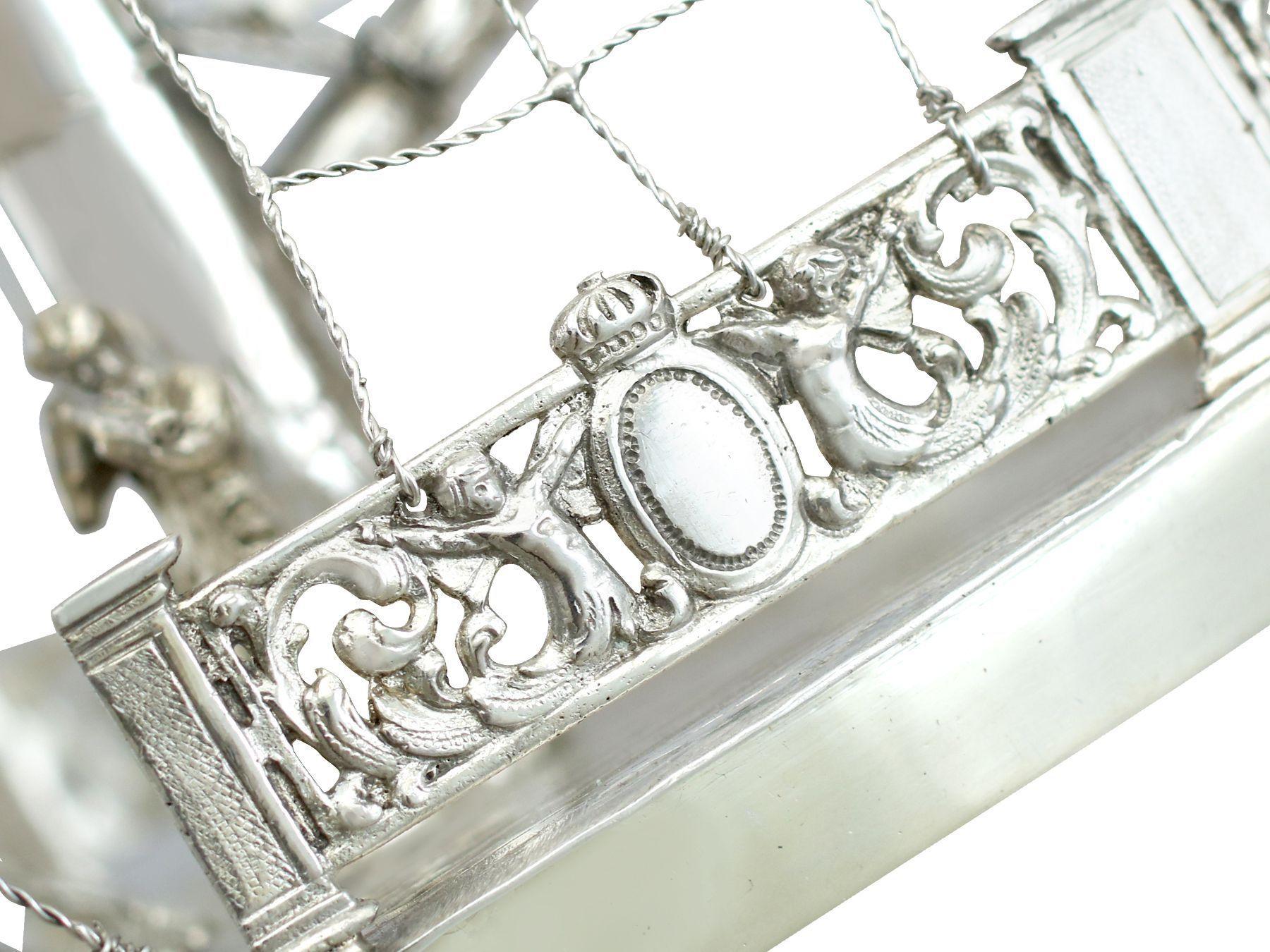 Antique Sterling Silver Nef / Centrepiece For Sale 6