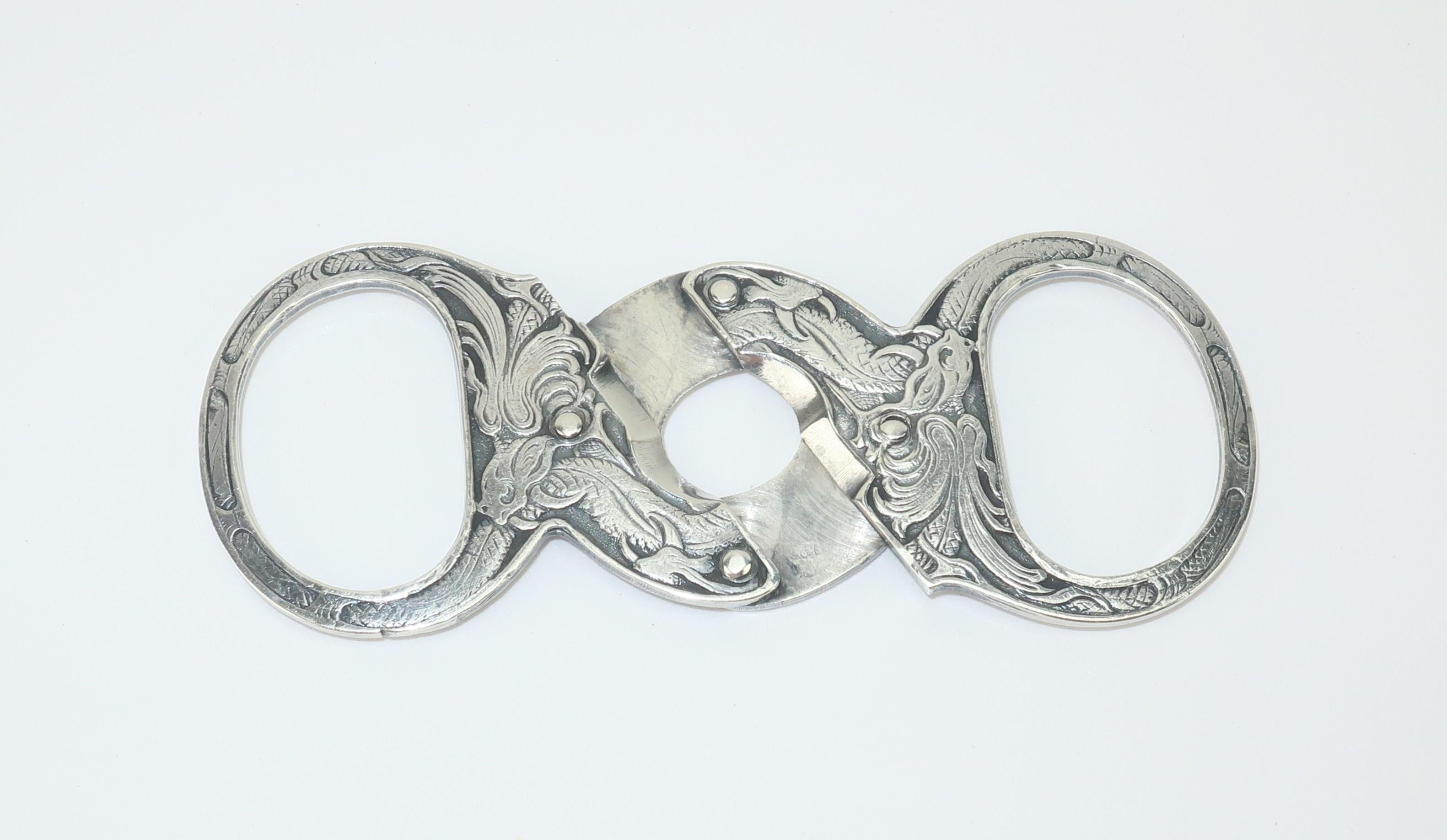 Art Nouveau Antique Sterling Silver Ornate Cigar Cutter