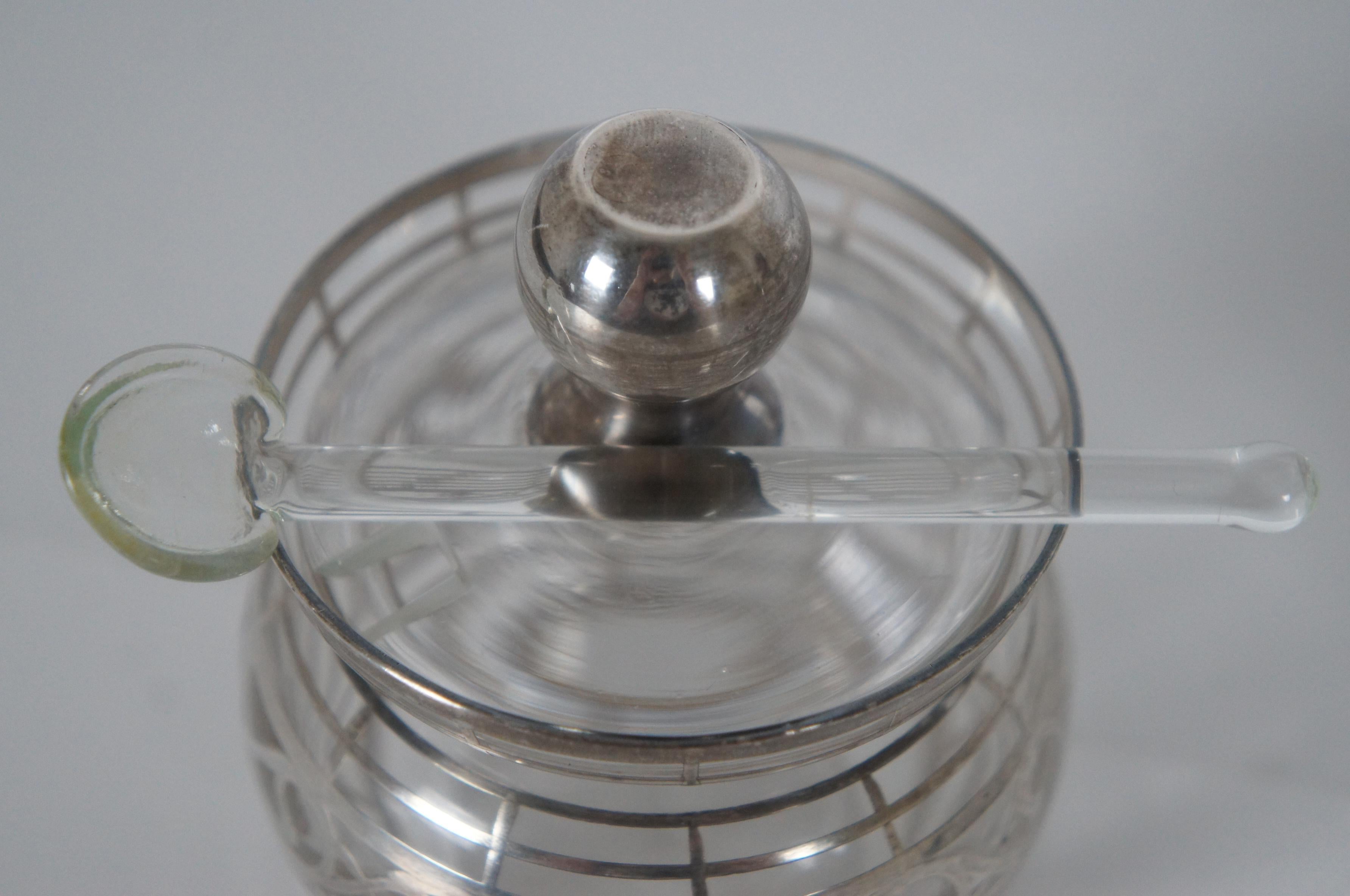 Antique Sterling Silver Overlay Mustard Jam Pot Oil Vinegar Cruet Decanter 4