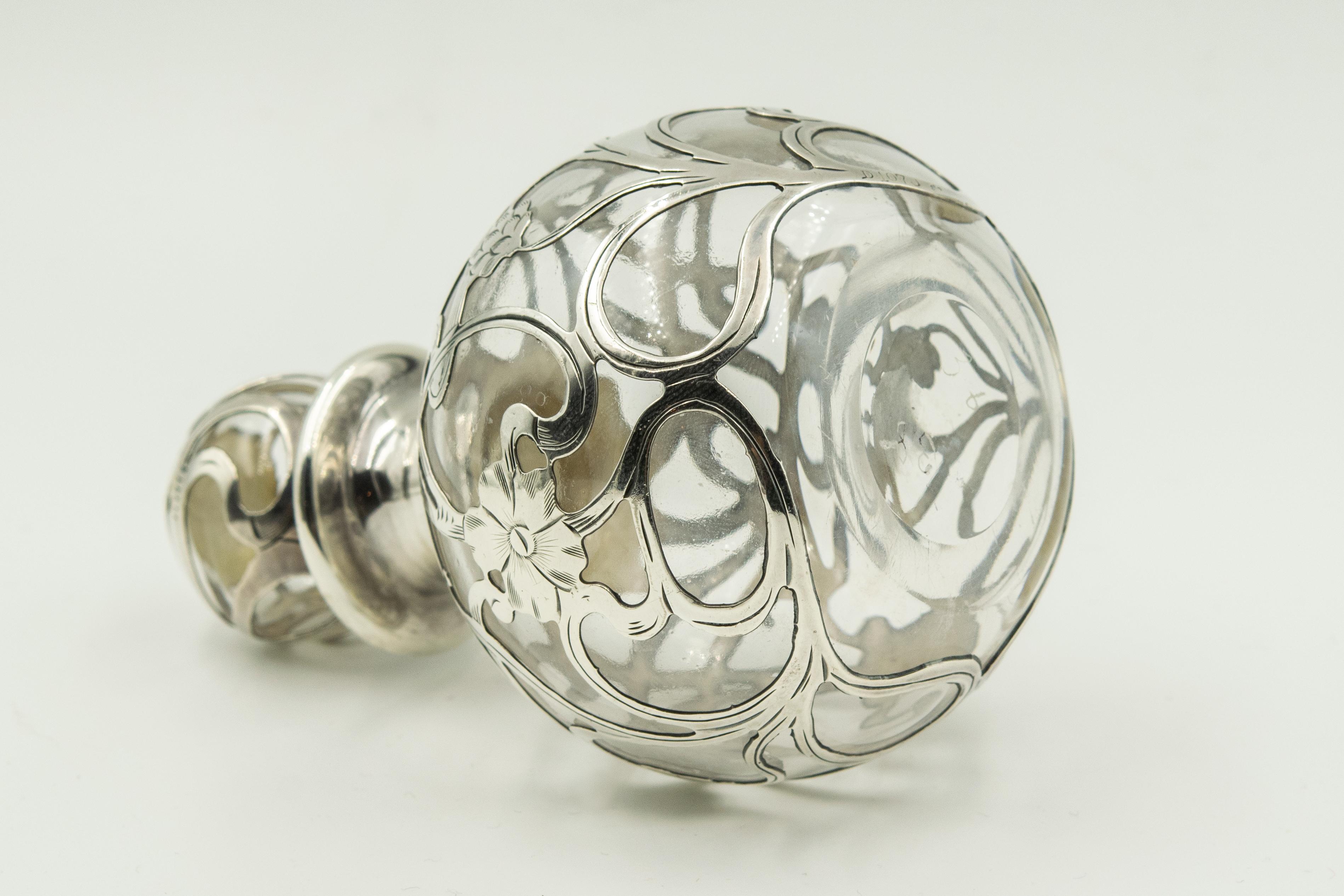 Antike Sterling Silber Overlay Parfümflaschen Satz von drei 6
