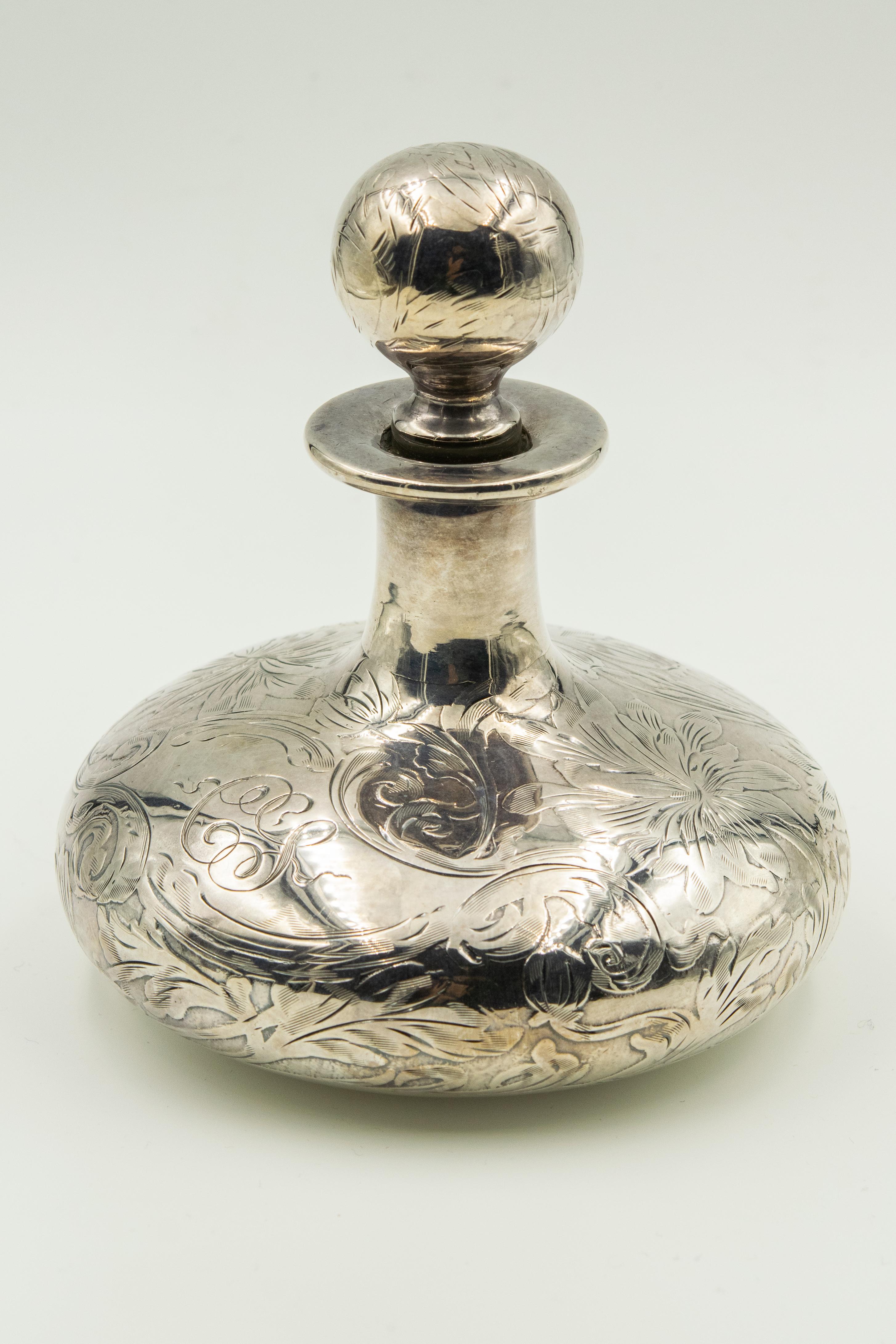 Antike Sterling Silber Overlay Parfümflaschen Satz von drei (Art nouveau)
