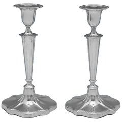 Antique Sterling Silver Pair of Candlesticks by Walker & Hall Sheffield, 1914