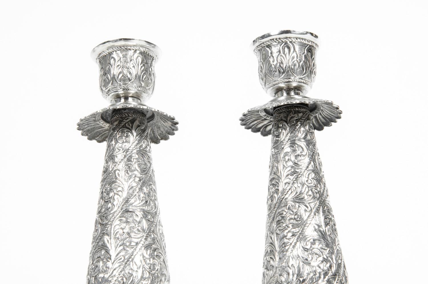Antique Sterling Silver Pair of Candlesticks 1