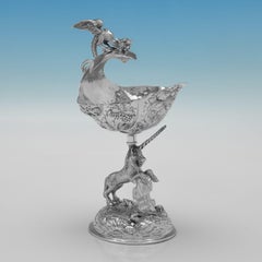 Antique sterling silver pair of dishes in the gothic revival style made in 1914