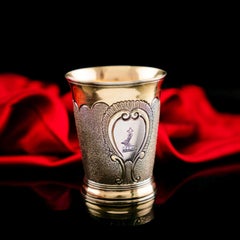 Antique Sterling Silver Parcel Gilt Beaker / Shot Cup - Peter & Ann Bateman 1796