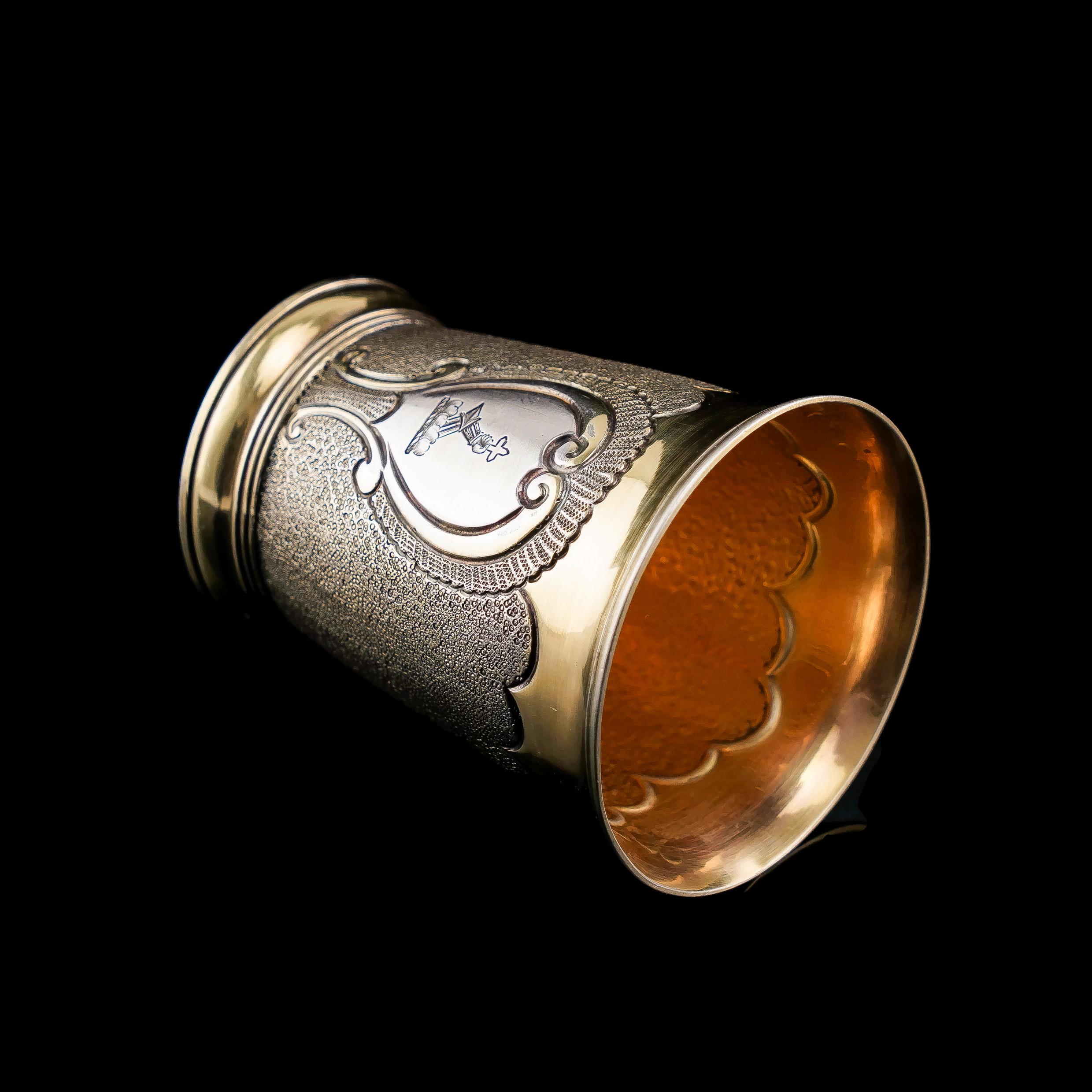 Antique Sterling Silver Parcel Gilt Beaker / Shot Cup - Peter & Ann Bateman 1796 3