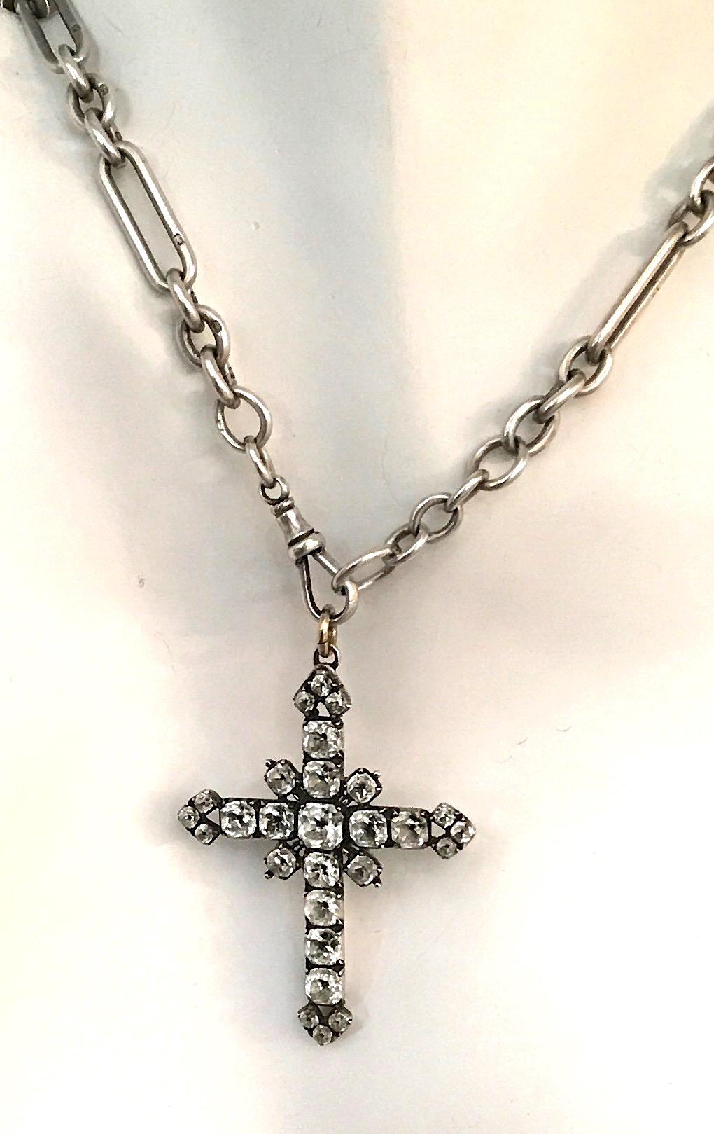 This is the wonderful Latin cross pendant you have been looking for. Crafted by 18th century jewelry artisans, our cross is made from 18th century paste and backed by sterling silver. A unique feature of Georgian jewelry is that as much care was