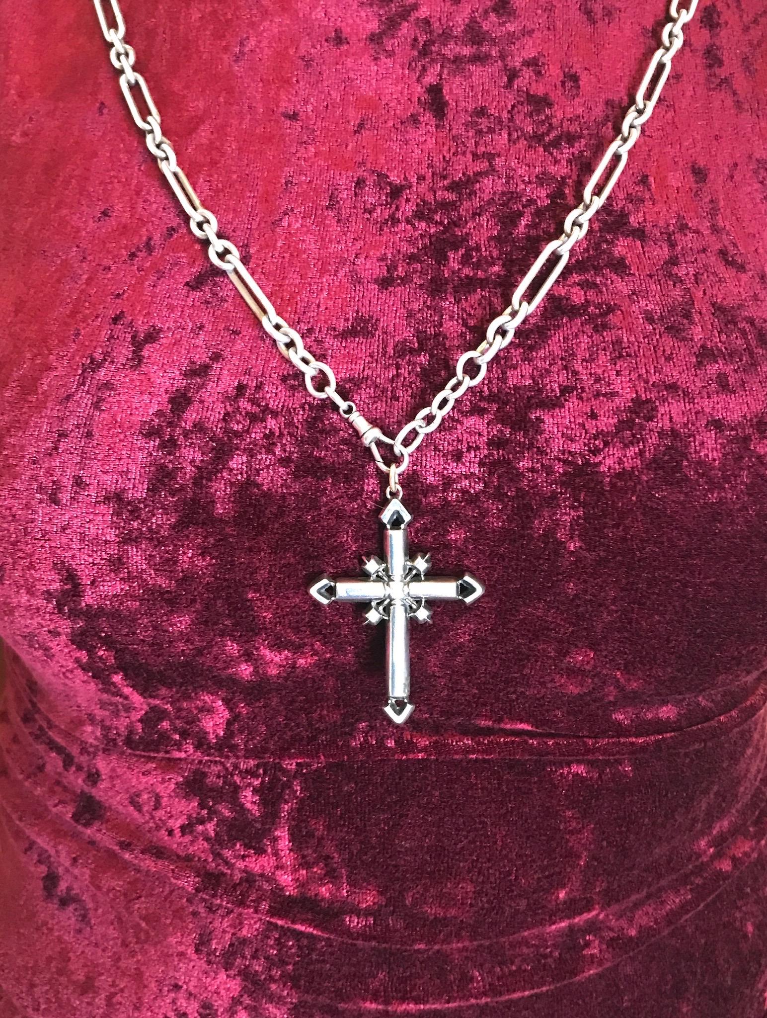 Antique Sterling Silver Paste Cross Pendant, circa 1780 In Excellent Condition In Baltimore, MD