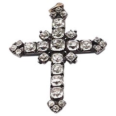 Antique Sterling Silver Paste Cross Pendant, circa 1780