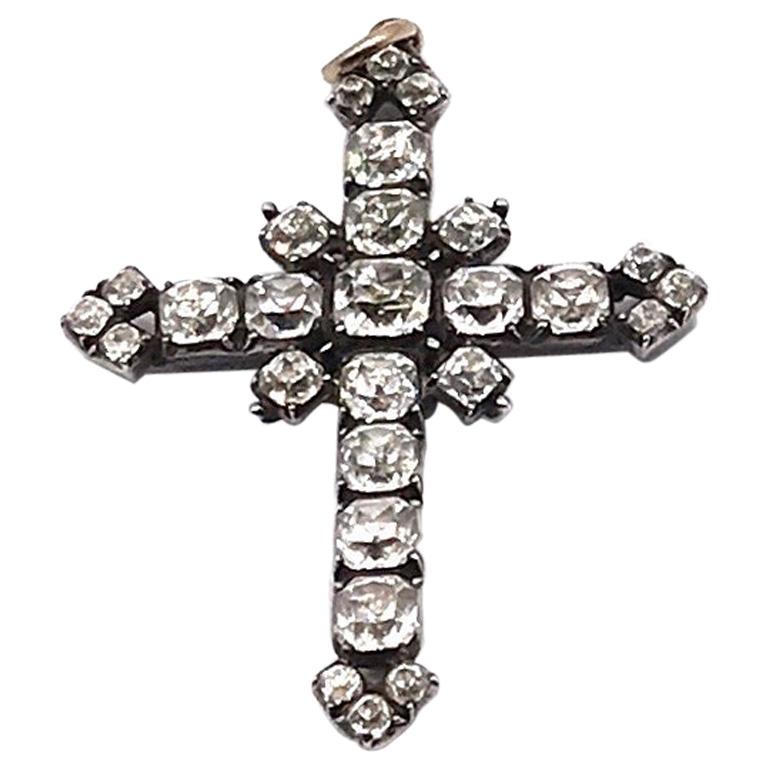 Antique Sterling Silver Paste Cross Pendant, circa 1780 at 1stDibs