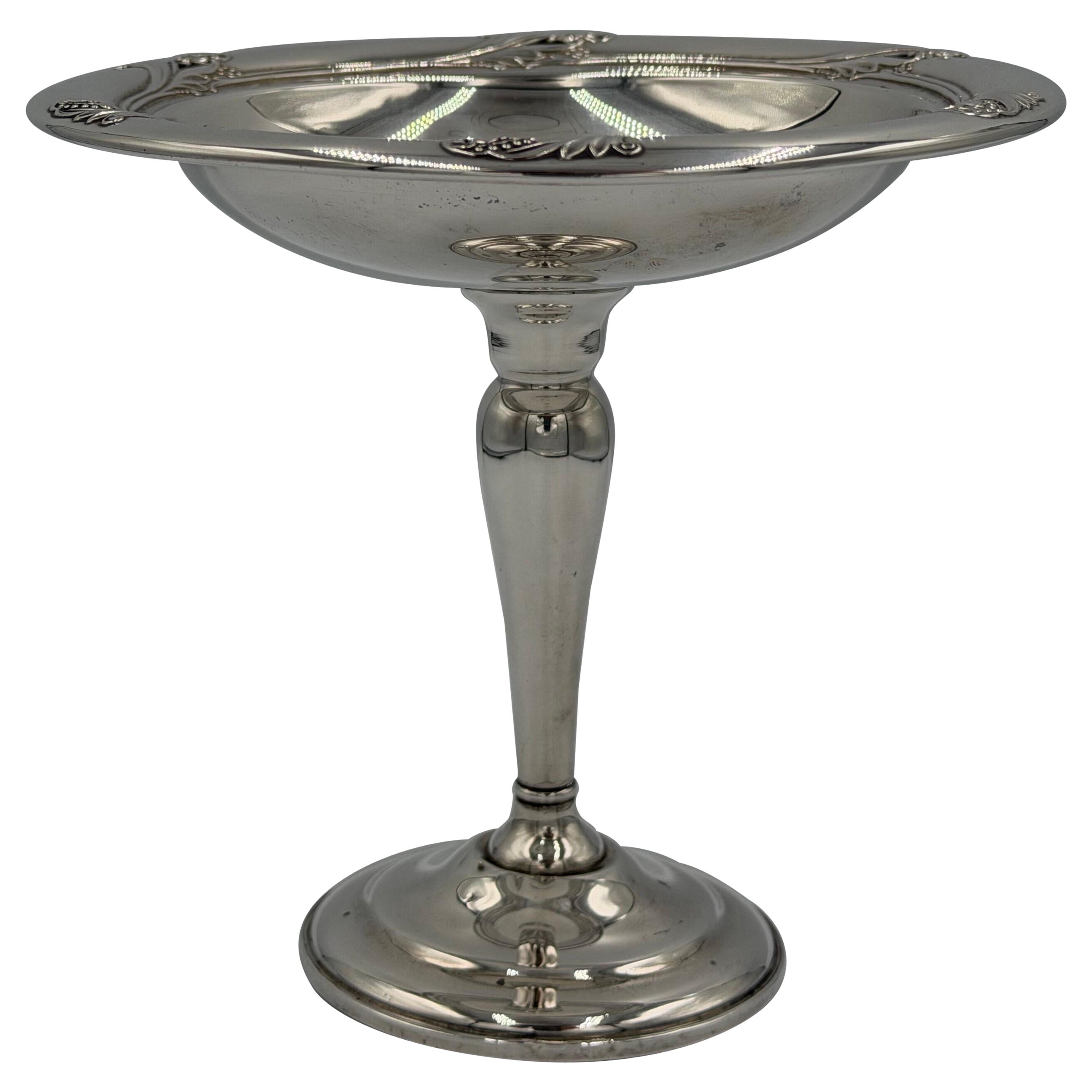 Antique Sterling Silver Pedestal Compote / Tazza with Classical Rim Detail
