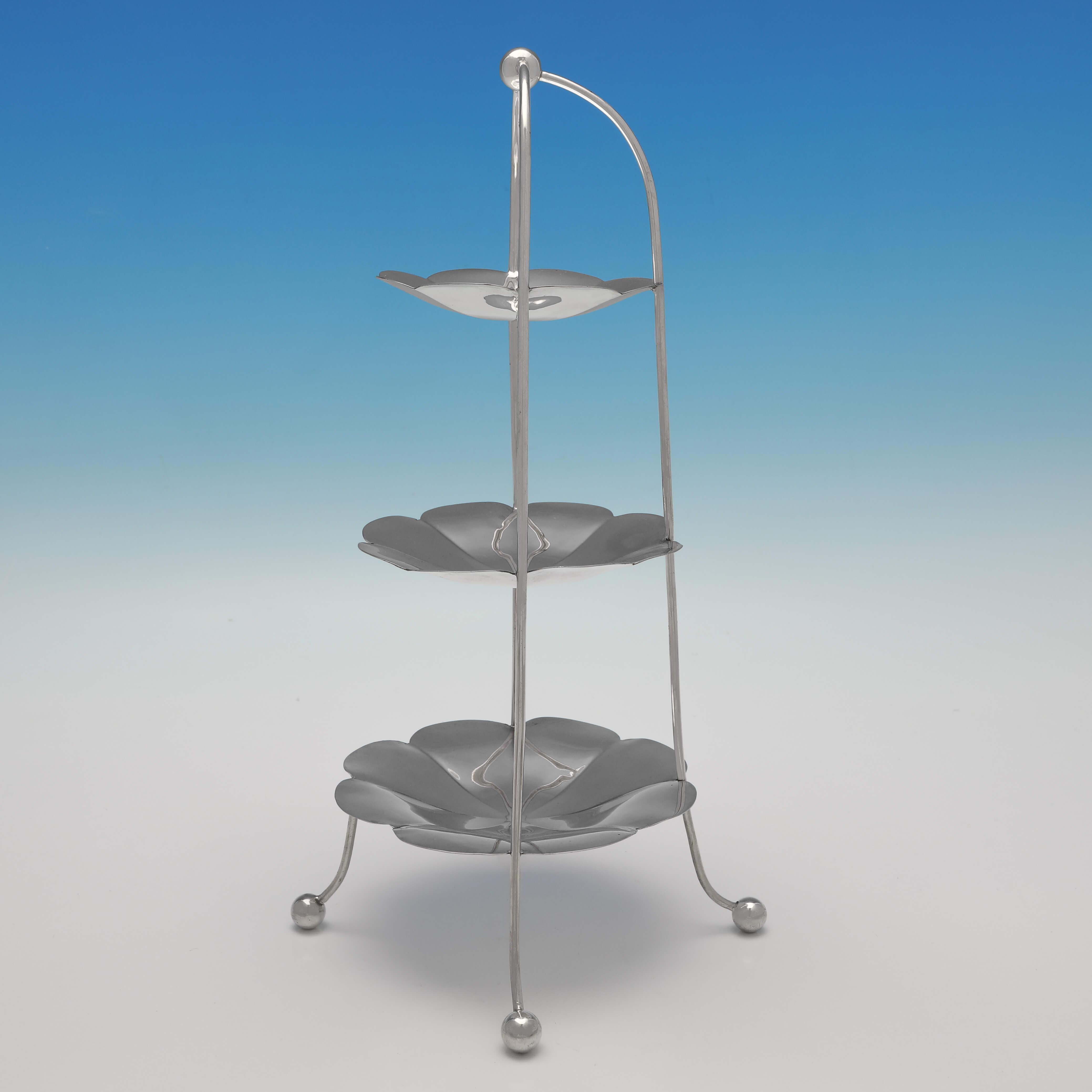 Edwardian Antique Sterling Silver Petit Four Stand for Afternoon Tea - Mappin & Webb 1908