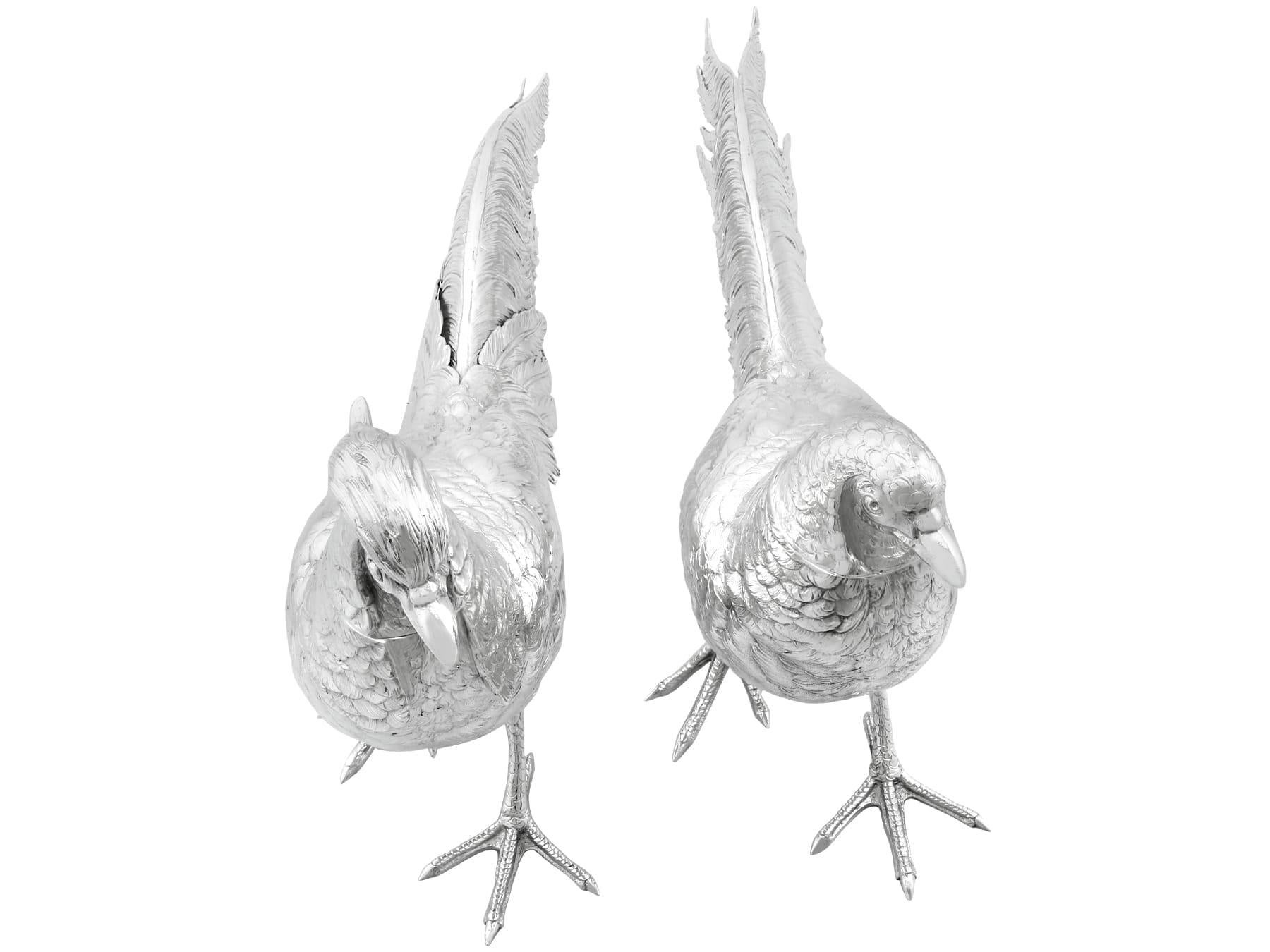 Mid-20th Century Antique Sterling Silver Pheasant Sugar Boxes For Sale