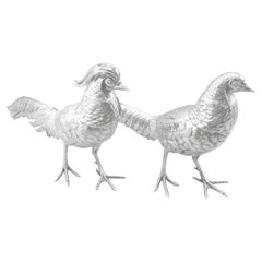 Antica zuccheriera a forma di fagiano in argento sterling