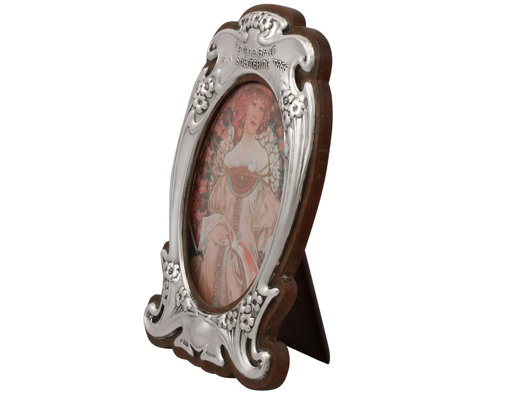 British Art Nouveau Style Sterling Silver Photograph Frame For Sale