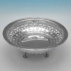 Antique sterling silver pierced dish made by Walker & Hall in 1911