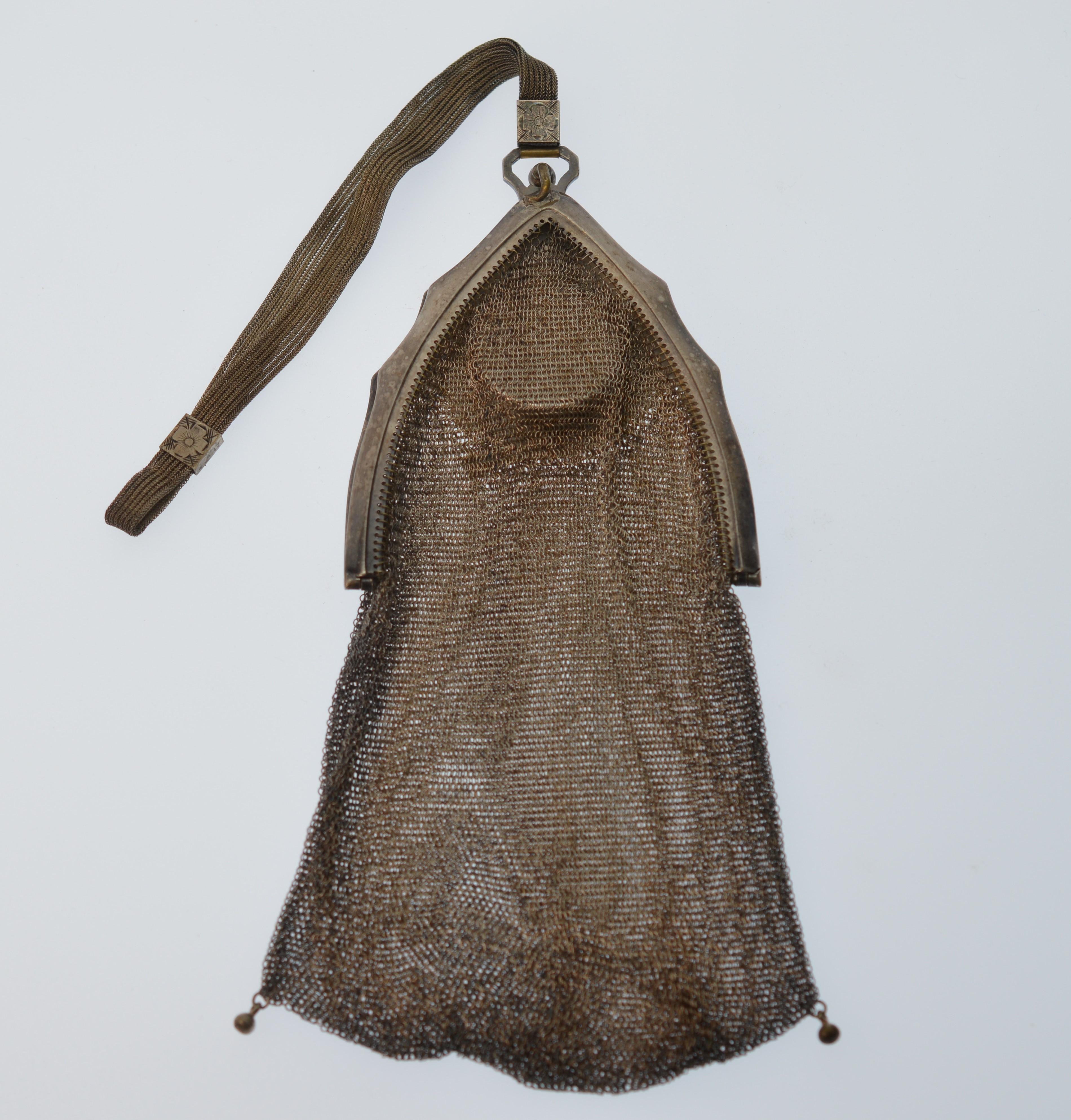 Antique Sterling Silver Plated Evening Mesh Bag 3