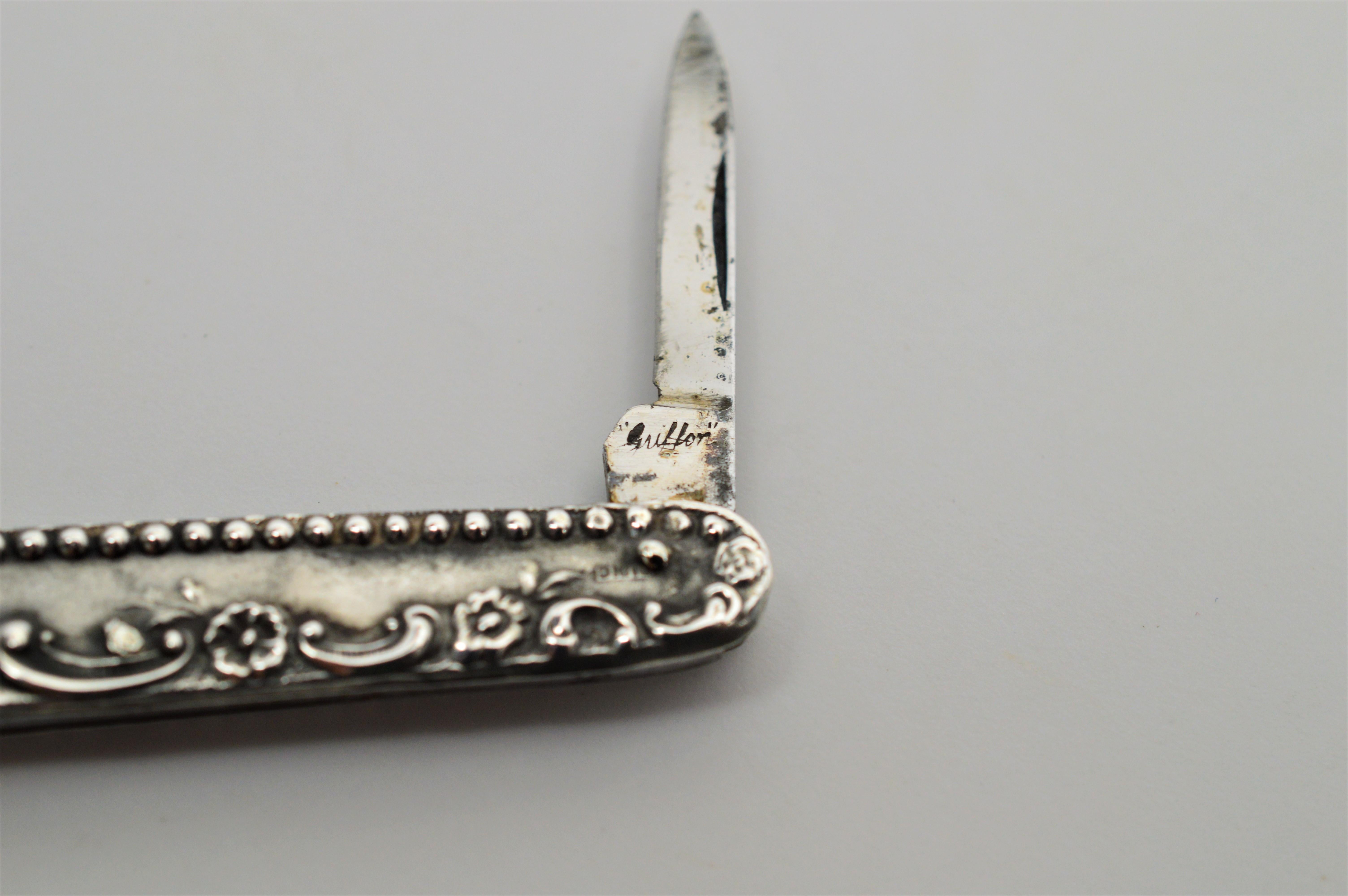 Antique Sterling Silver Pocket Knife In Good Condition In Mount Kisco, NY