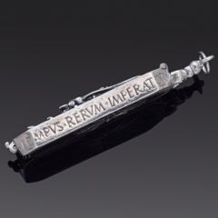 Antique Sterling Silver Pocket Sundial Knight Transit Hora Sine Mora Pendant