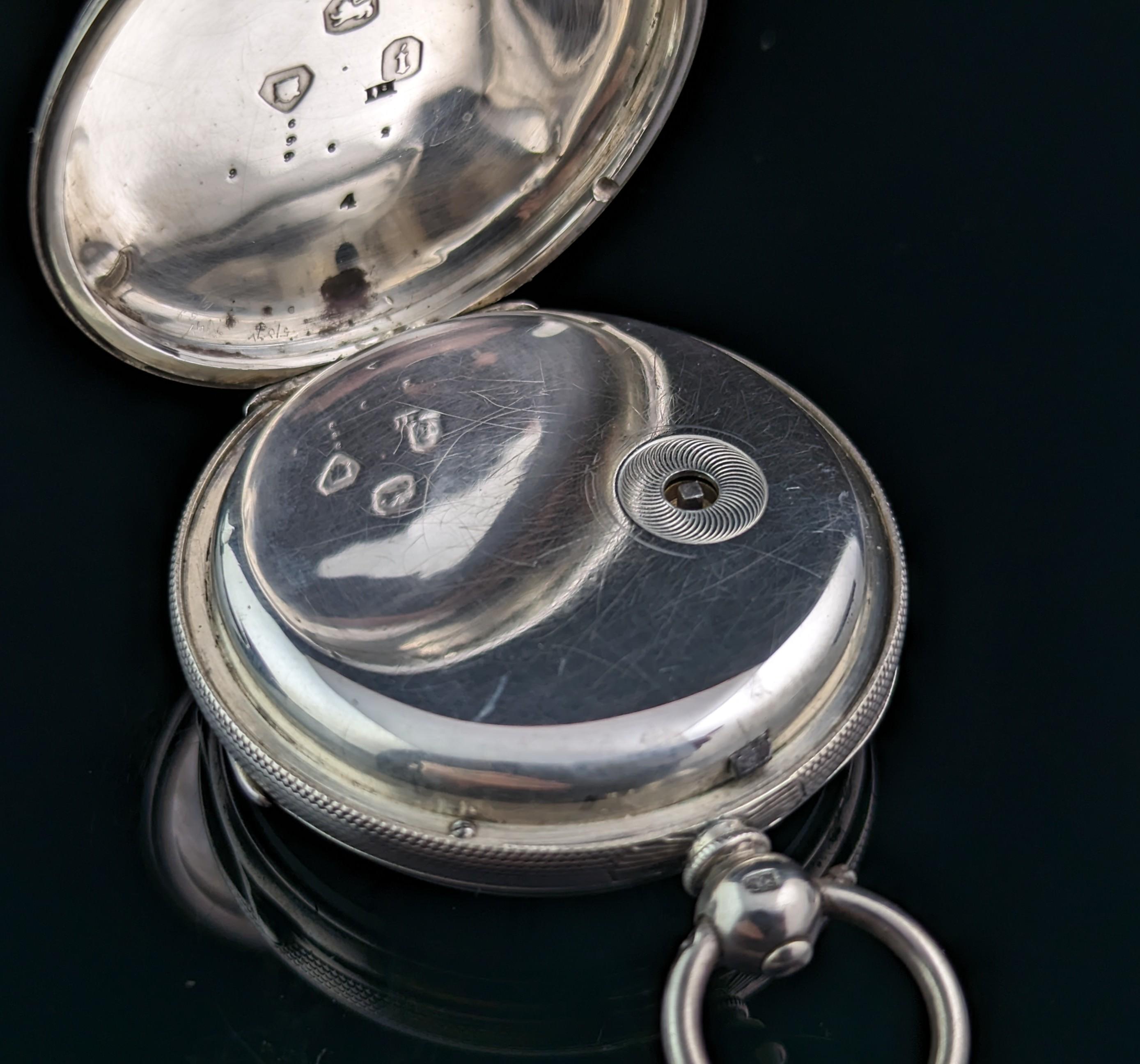 Antique sterling silver pocket watch, Mid Victorian  4