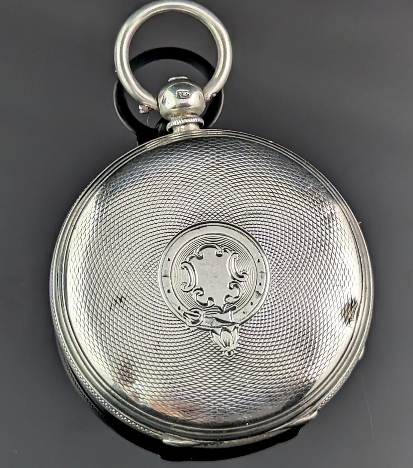 Antique sterling silver pocket watch, Mid Victorian  5