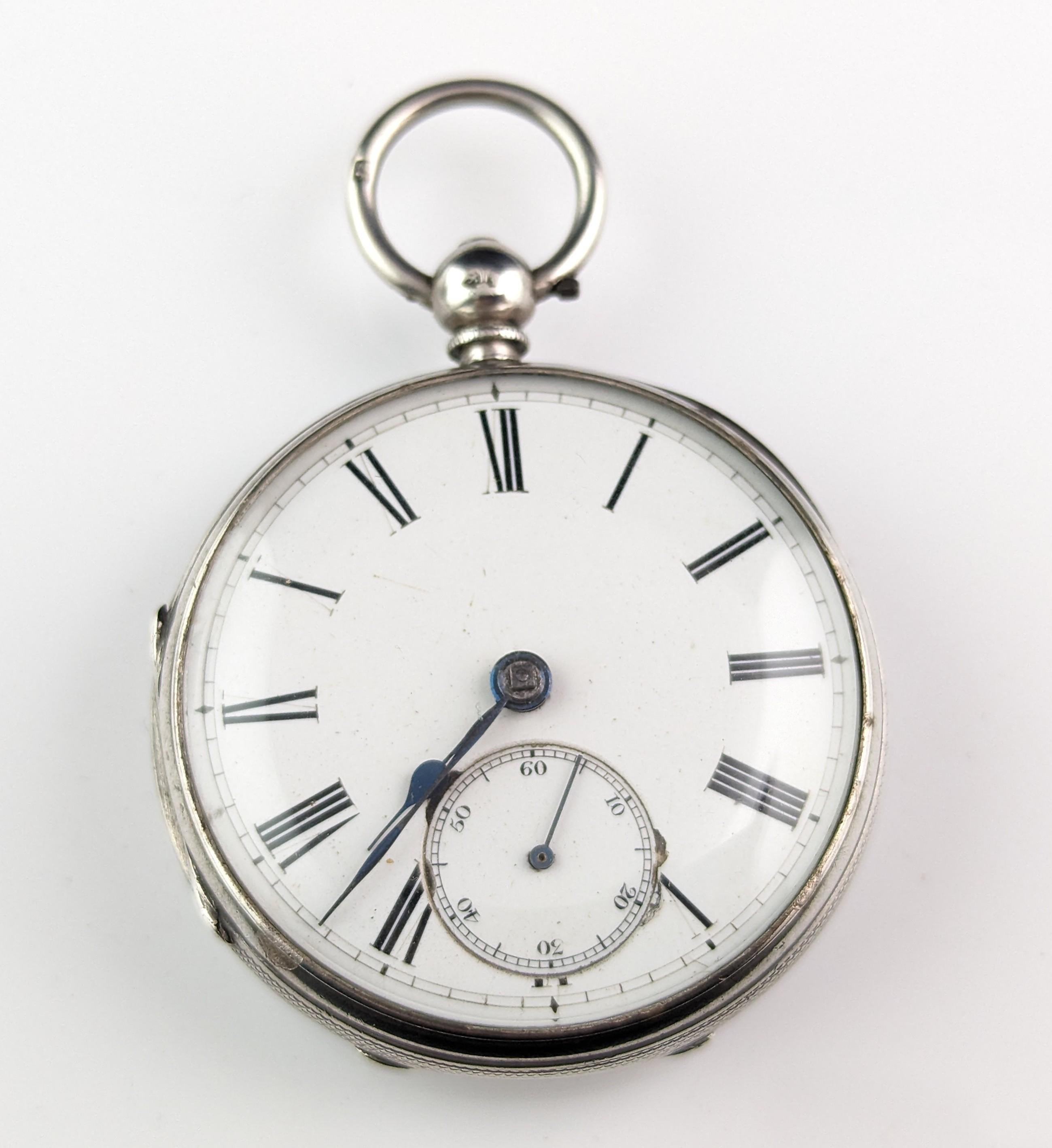 Antique sterling silver pocket watch, Mid Victorian  9
