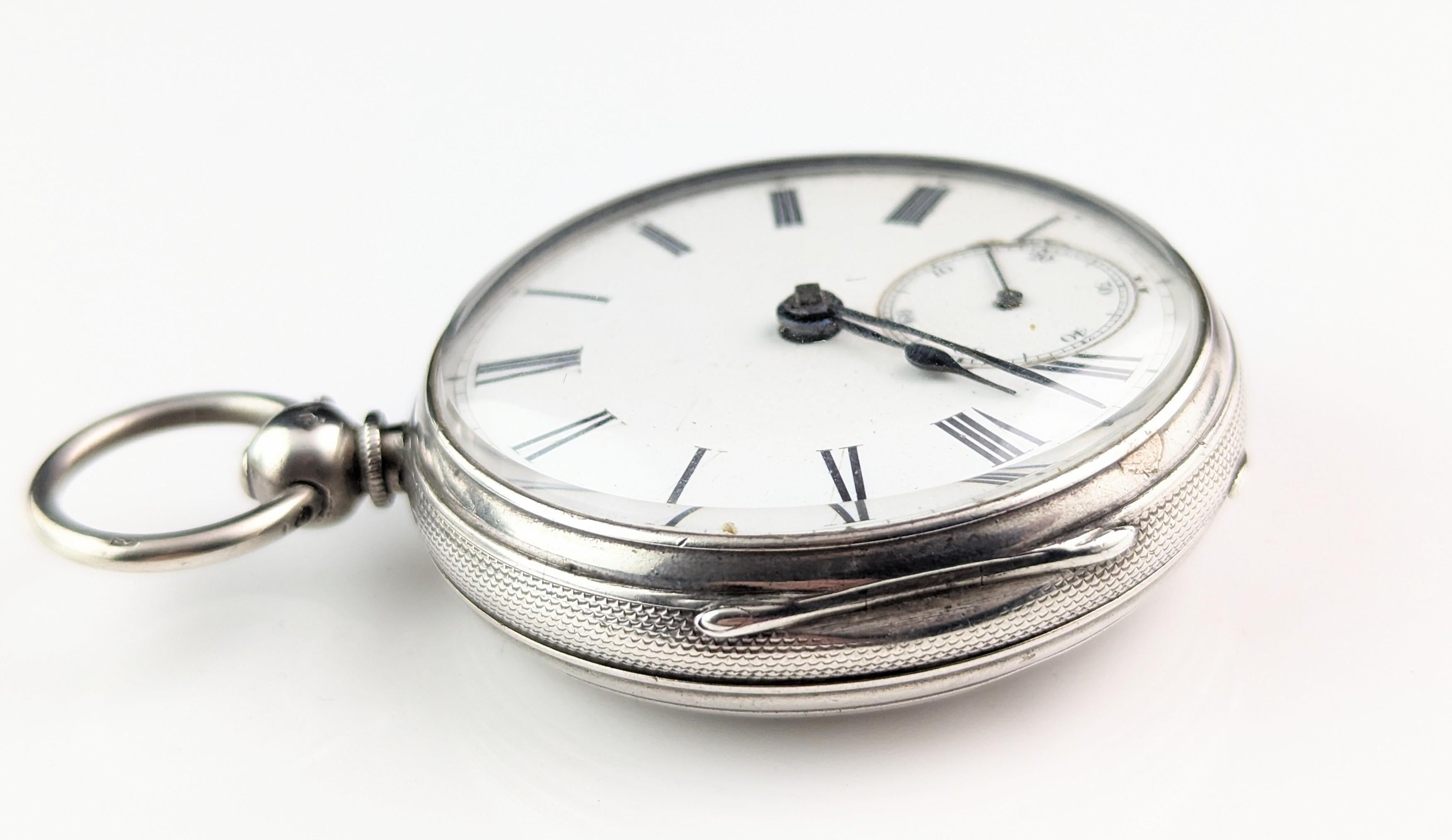 Antique sterling silver pocket watch, Mid Victorian  10