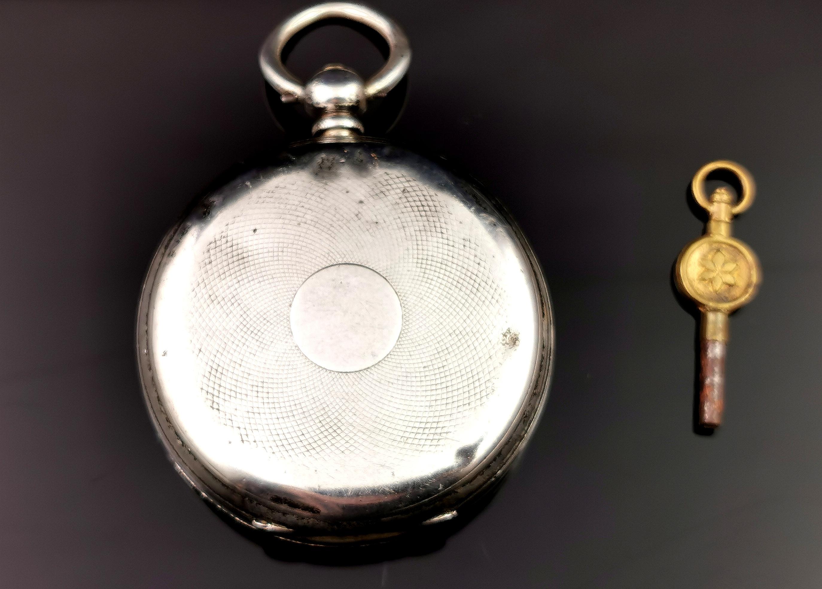 Antike Taschenuhr aus Sterlingsilber, viktorianisch im Zustand „Relativ gut“ in NEWARK, GB