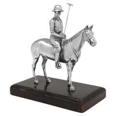 Sculpture ancienne de cheval de polo et joueur en argent sterling, Jeux olympiques britanniques, 1908