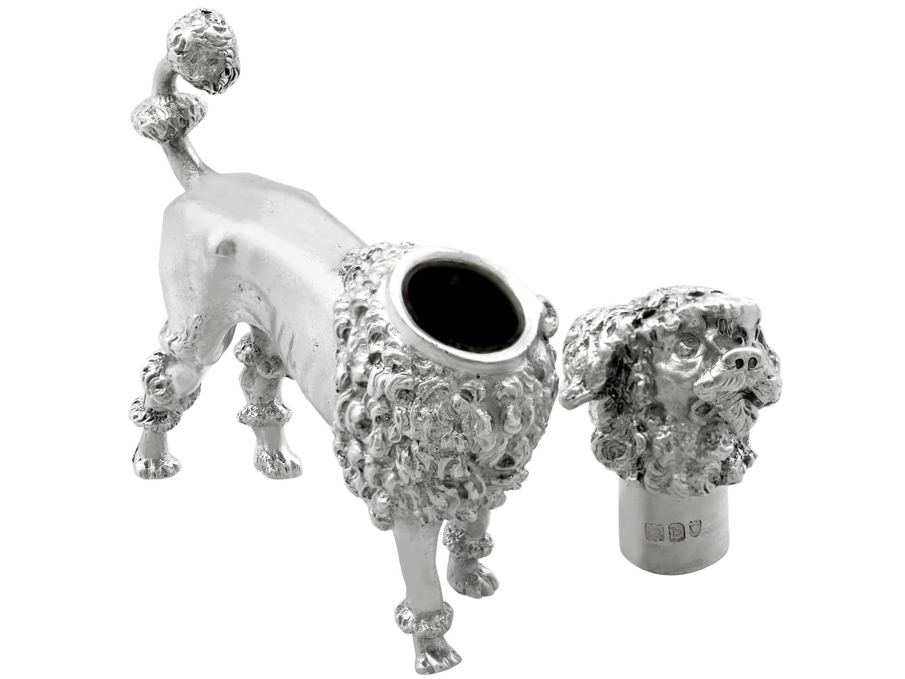 Late 19th Century Antique Sterling Silver Poodle Pepperette '1897' For Sale