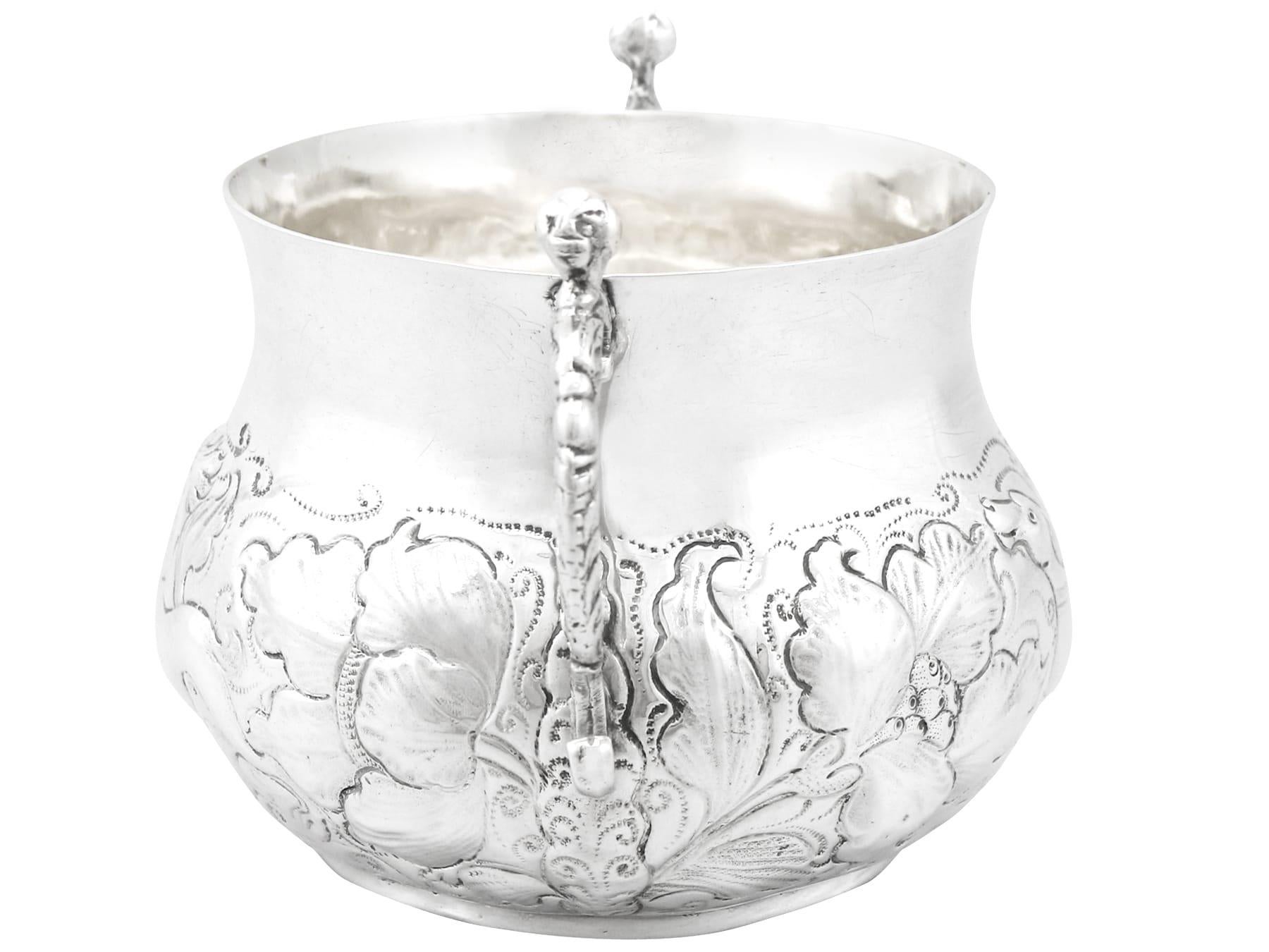 Charles II Antique Sterling Silver Porringer For Sale