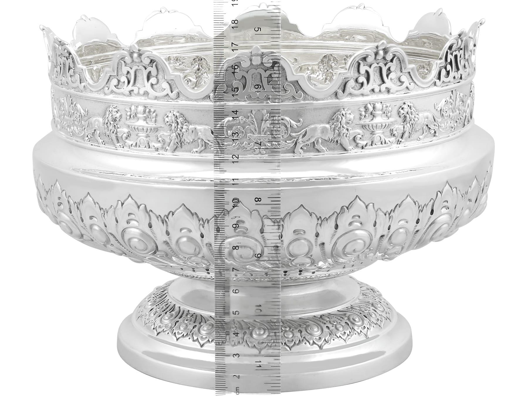 Antique Sterling Silver Presentation Bowl Monteith Style Victorian (1899) For Sale 4