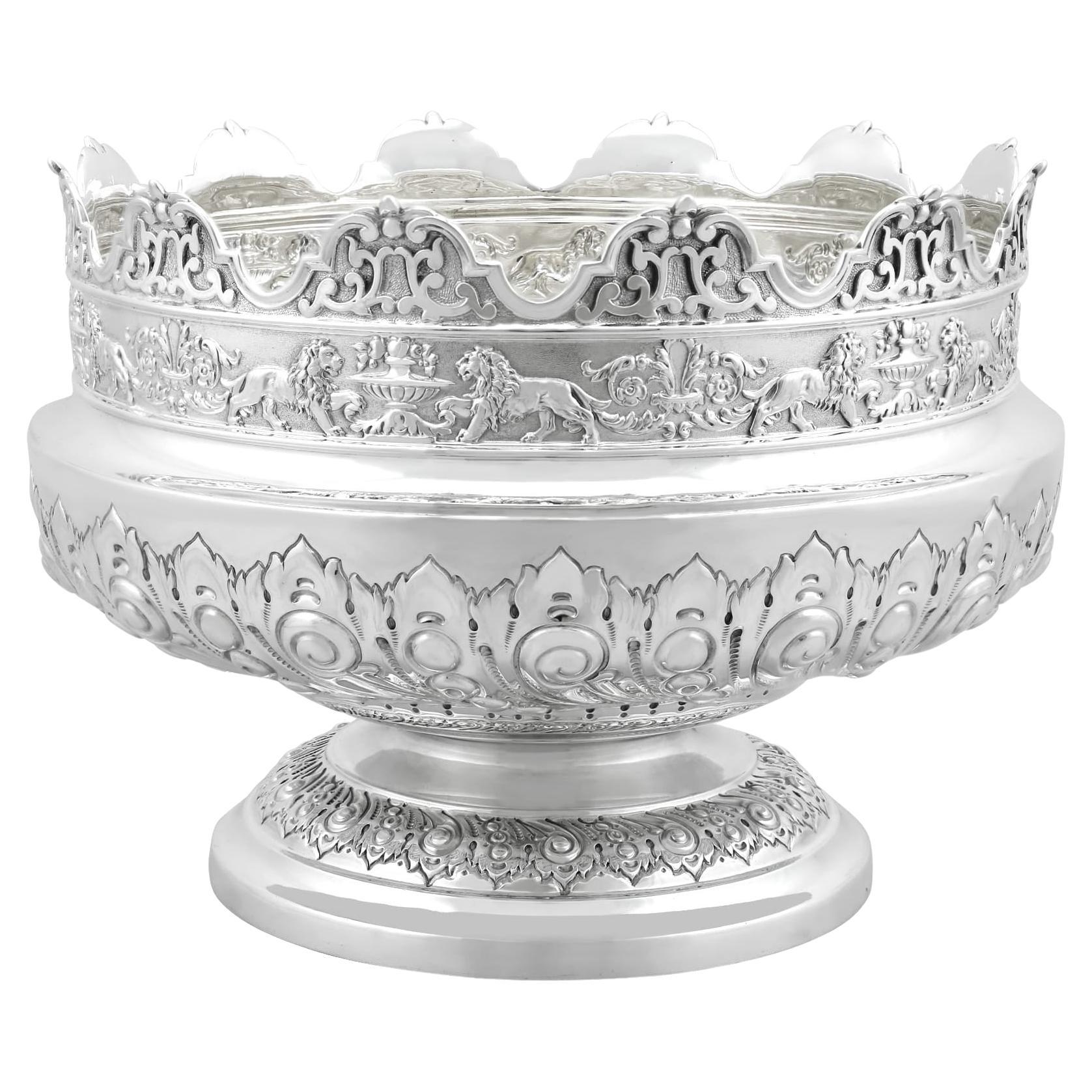 Antique Sterling Silver Presentation Bowl Monteith Style Victorian (1899) For Sale
