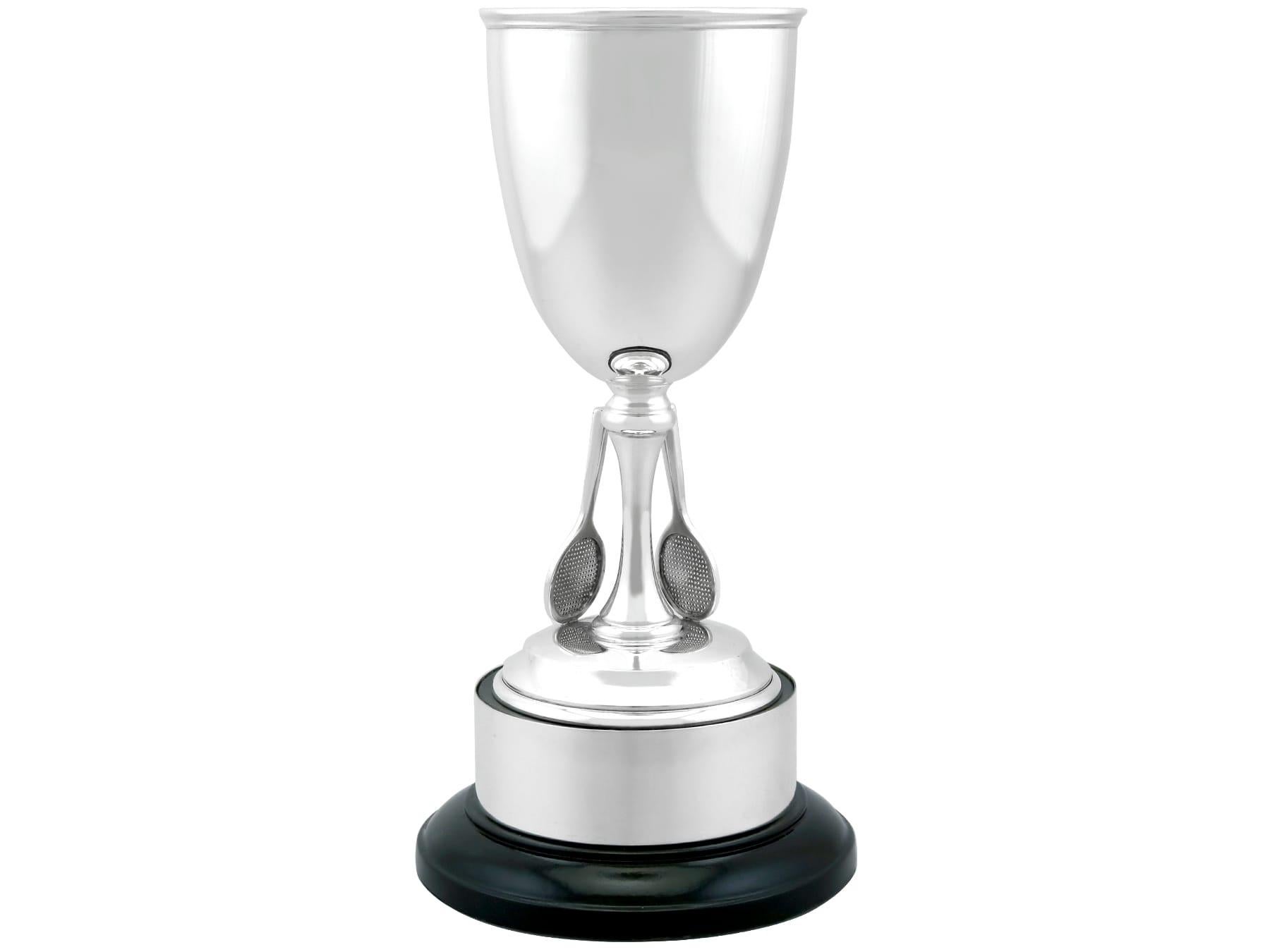 British Antique Sterling Silver Presentation Tennis Trophy For Sale