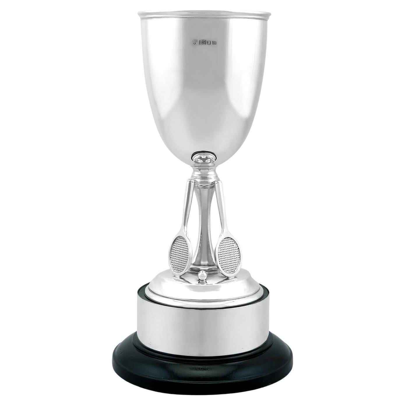 Antique Sterling Silver Presentation Tennis Trophy For Sale