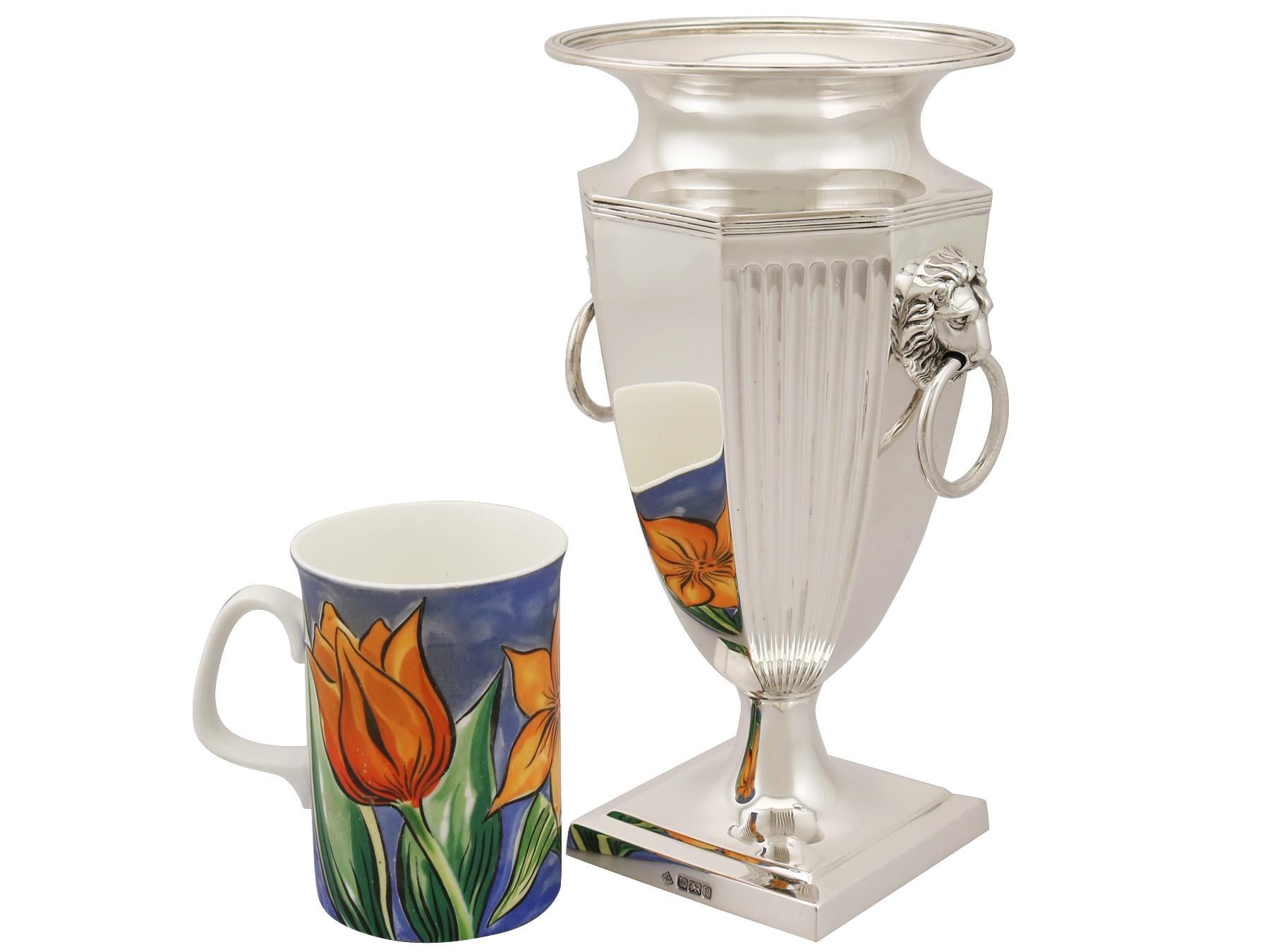 British Antique Sterling Silver Presentation Vase