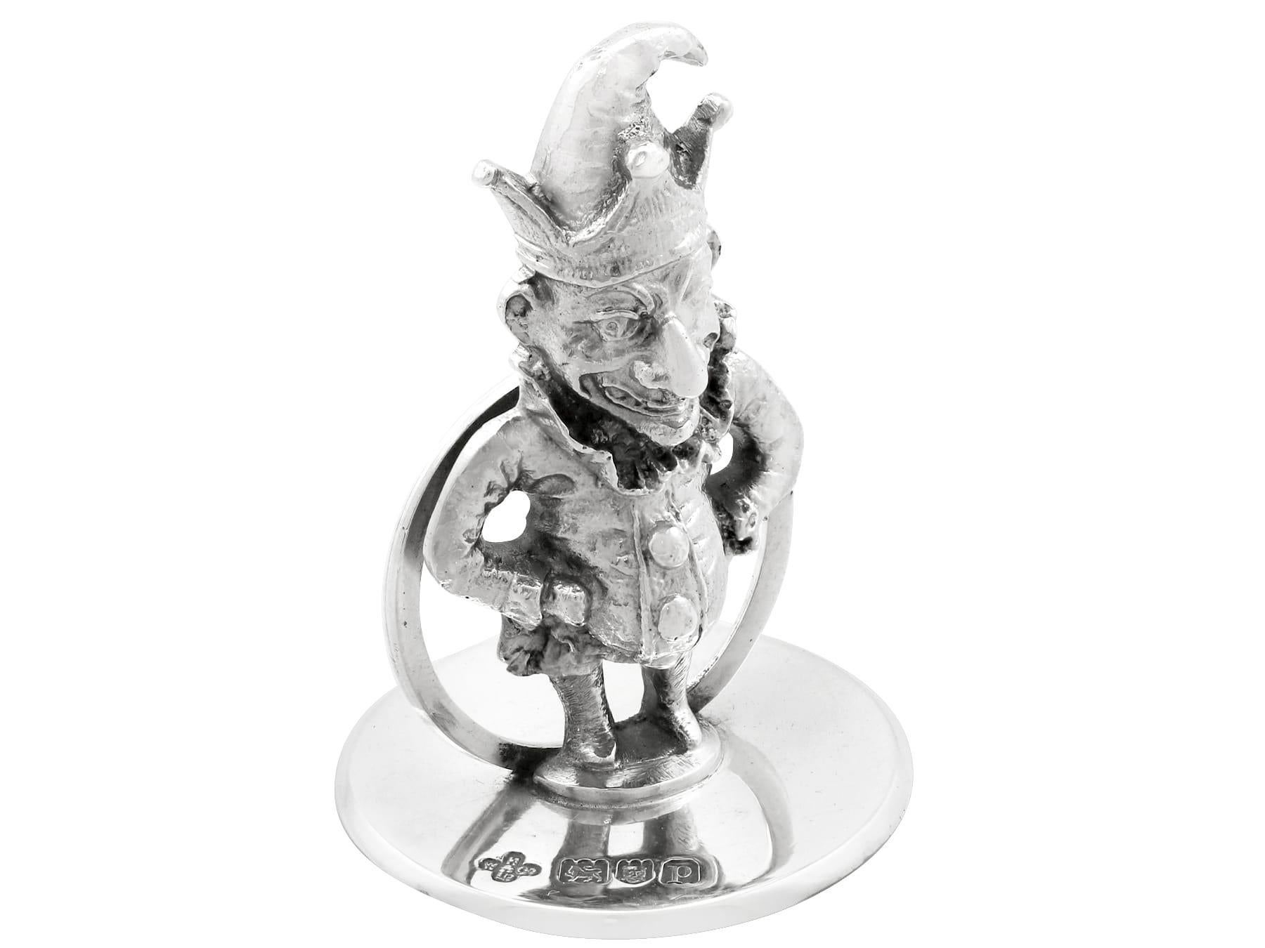 Georgian Antique Sterling Silver Punch and Judy Card / Menu Holders For Sale