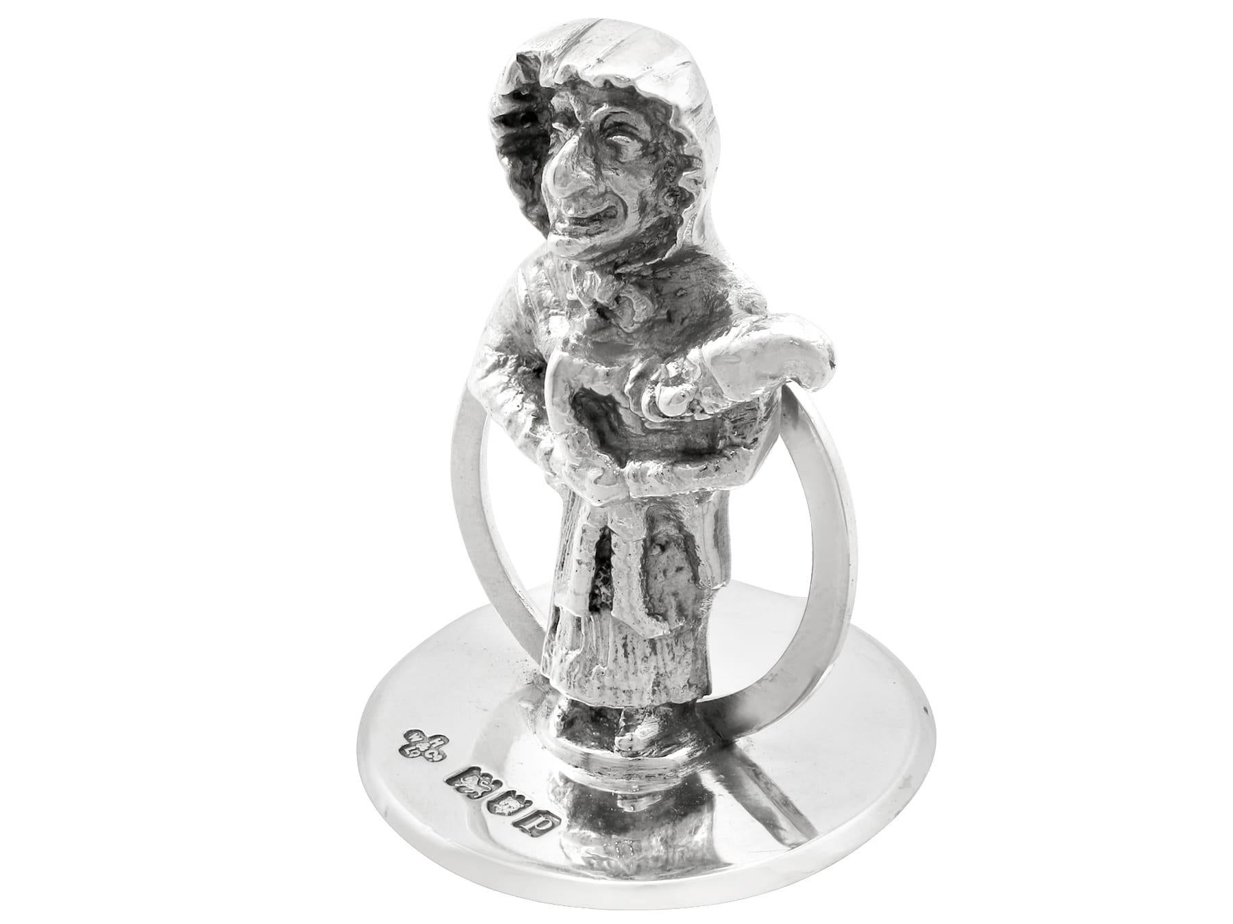 English Antique Sterling Silver Punch and Judy Card / Menu Holders For Sale