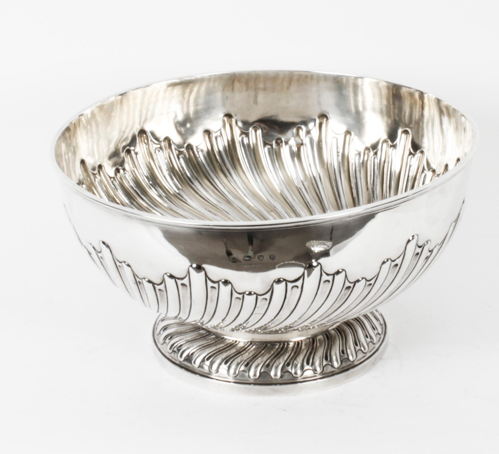 Antique Sterling Silver Punch Bowl Walter Barnard 1892 19th C For Sale 8