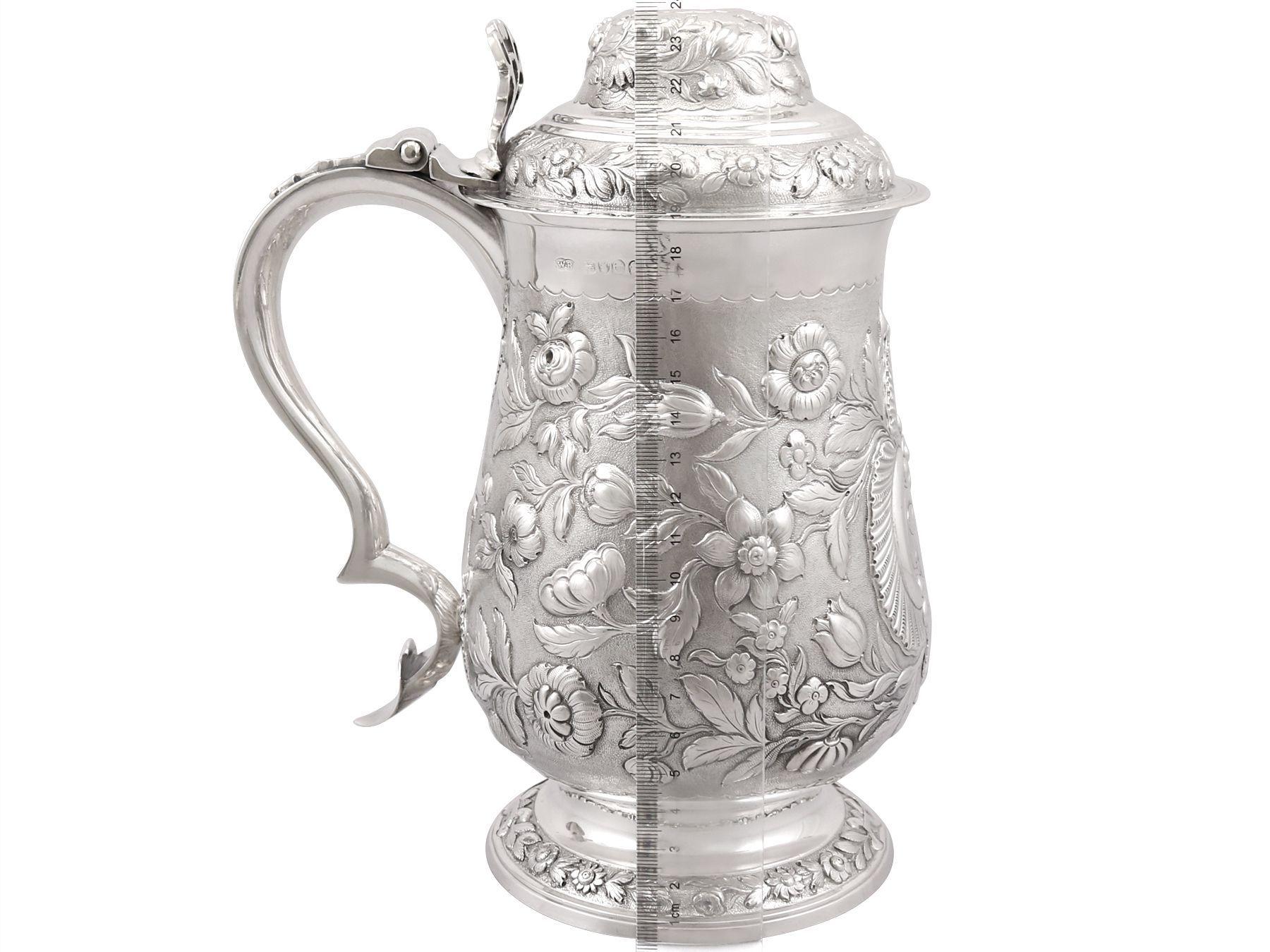Antique Sterling Silver Quart and a Half Tankard, 1820 For Sale 11