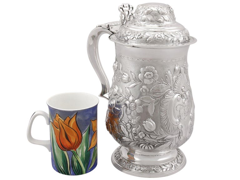 British Antique Sterling Silver Quart and a Half Tankard, 1820 For Sale