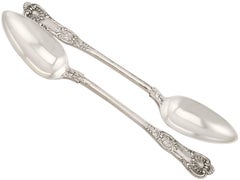 19th Century Antique Sterling Silver Queen's Pattern Gravy Spoons 1835