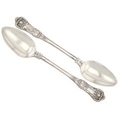 19th Century Antique Sterling Silver Queen's Pattern Gravy Spoons 1835