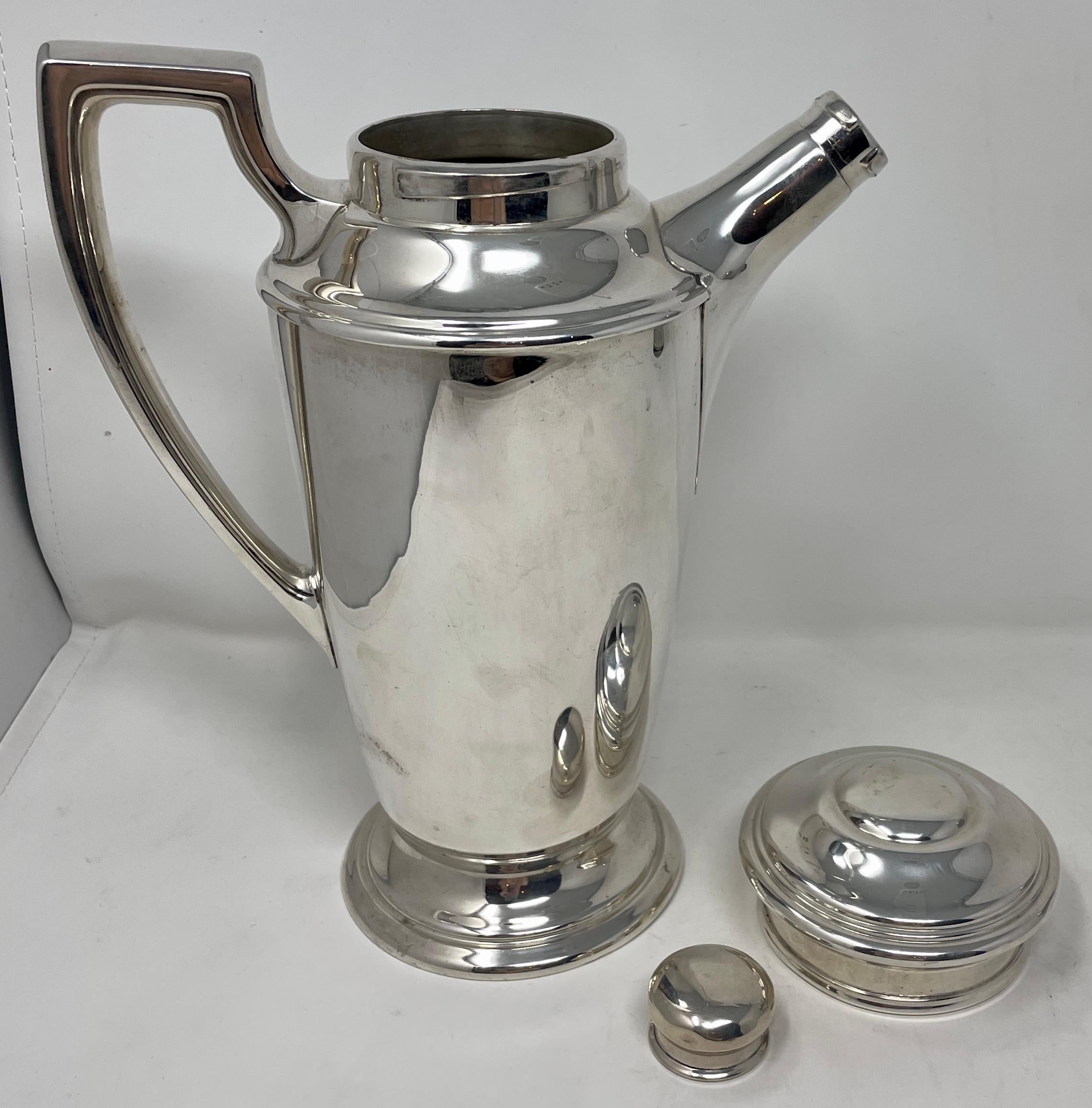 American Antique Sterling Silver Reed & Barton Cocktail Shaker Pitcher, circa 1920-1940 For Sale