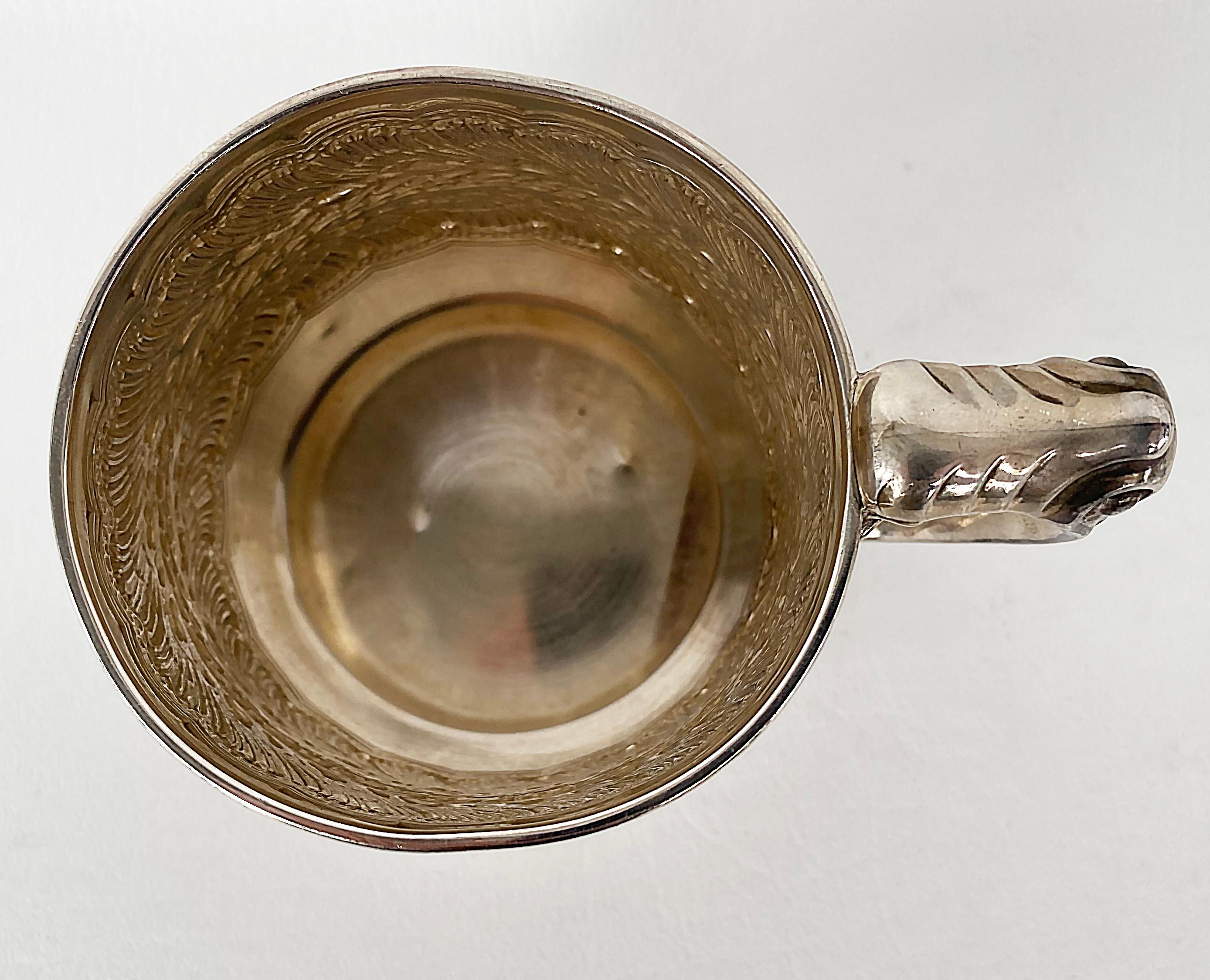 Antique Sterling Silver Repousse Baby Cup with Handle, Circa 1900 1