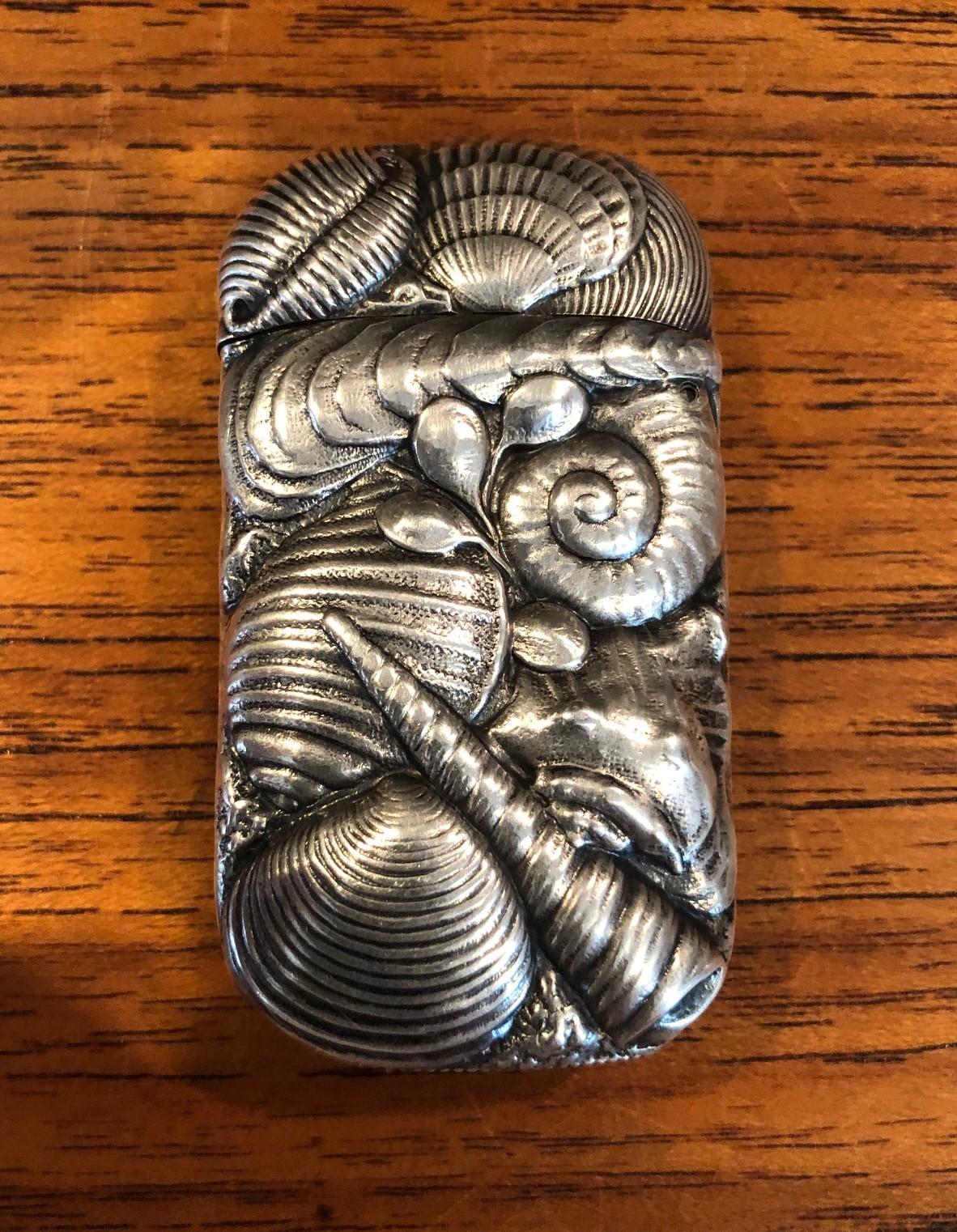 Antique Sterling Silver Repoussé Match Safe / Vesta by George Shiebler, 1890s In Good Condition In San Diego, CA