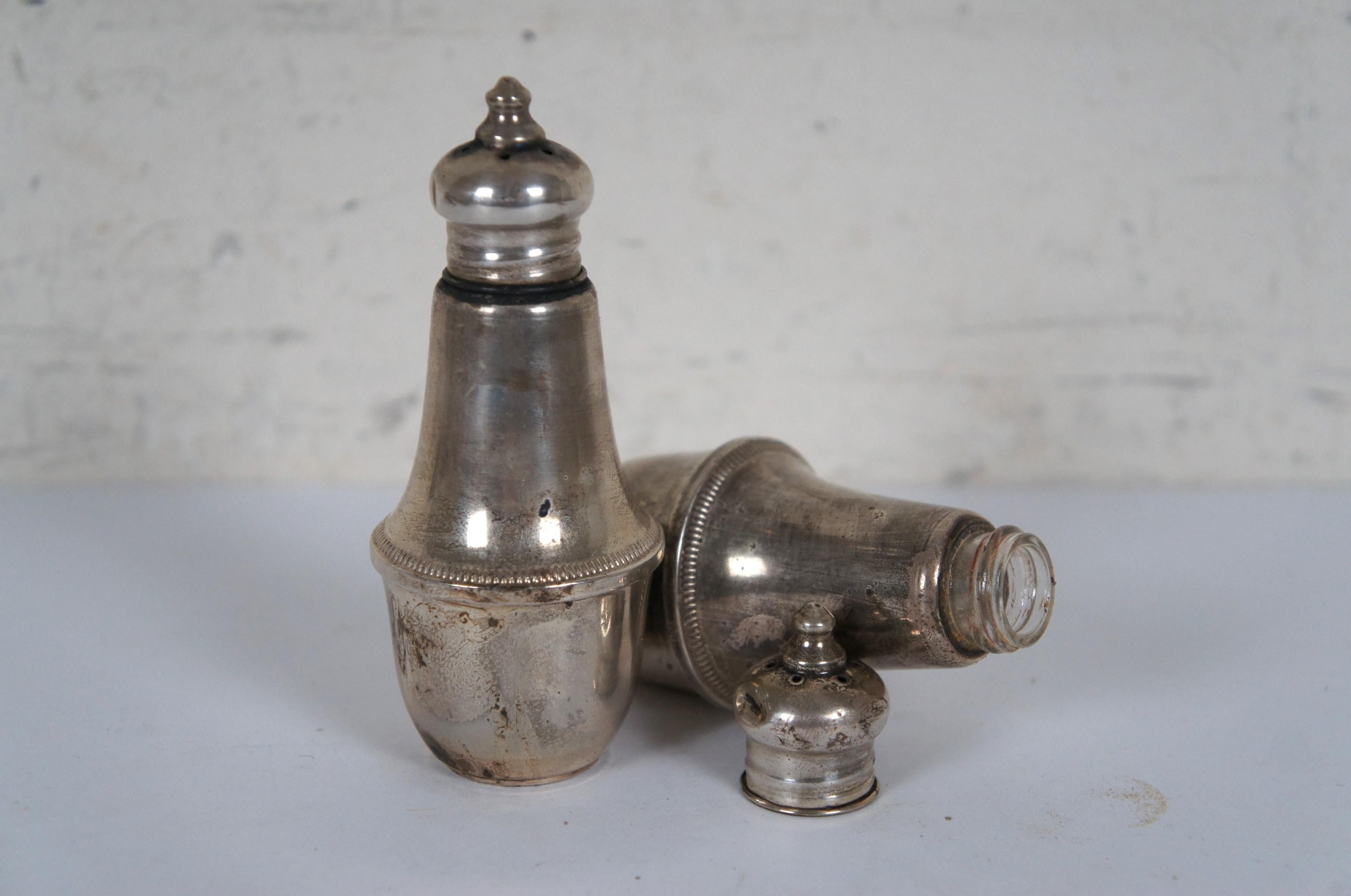 Sterling Silver Salt Pepper Shakers Cellars Gorham Duchin Dunkirk 365g Plata esterlina
